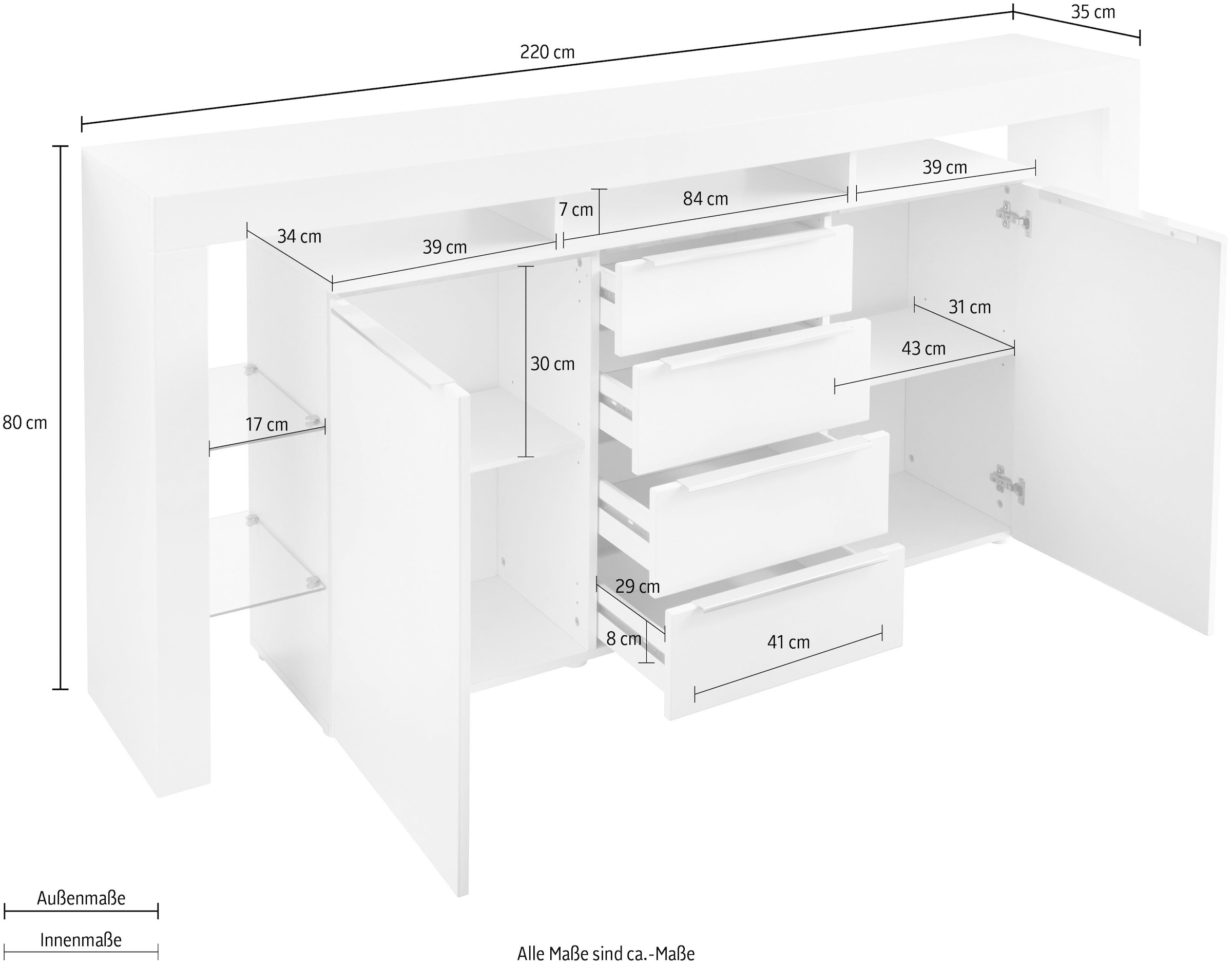 borchardt Möbel Sideboard »Lima«, (192 online kaufen 220 oder cm)