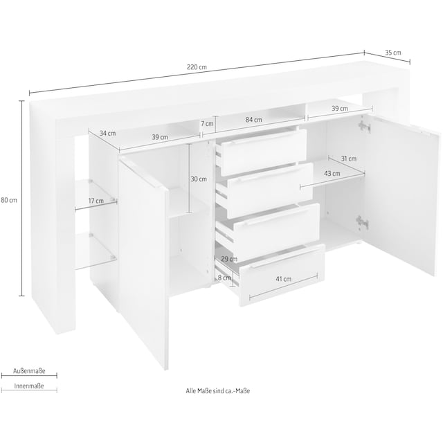 borchardt Möbel Sideboard »Lima«, (192 oder 220 cm) online kaufen