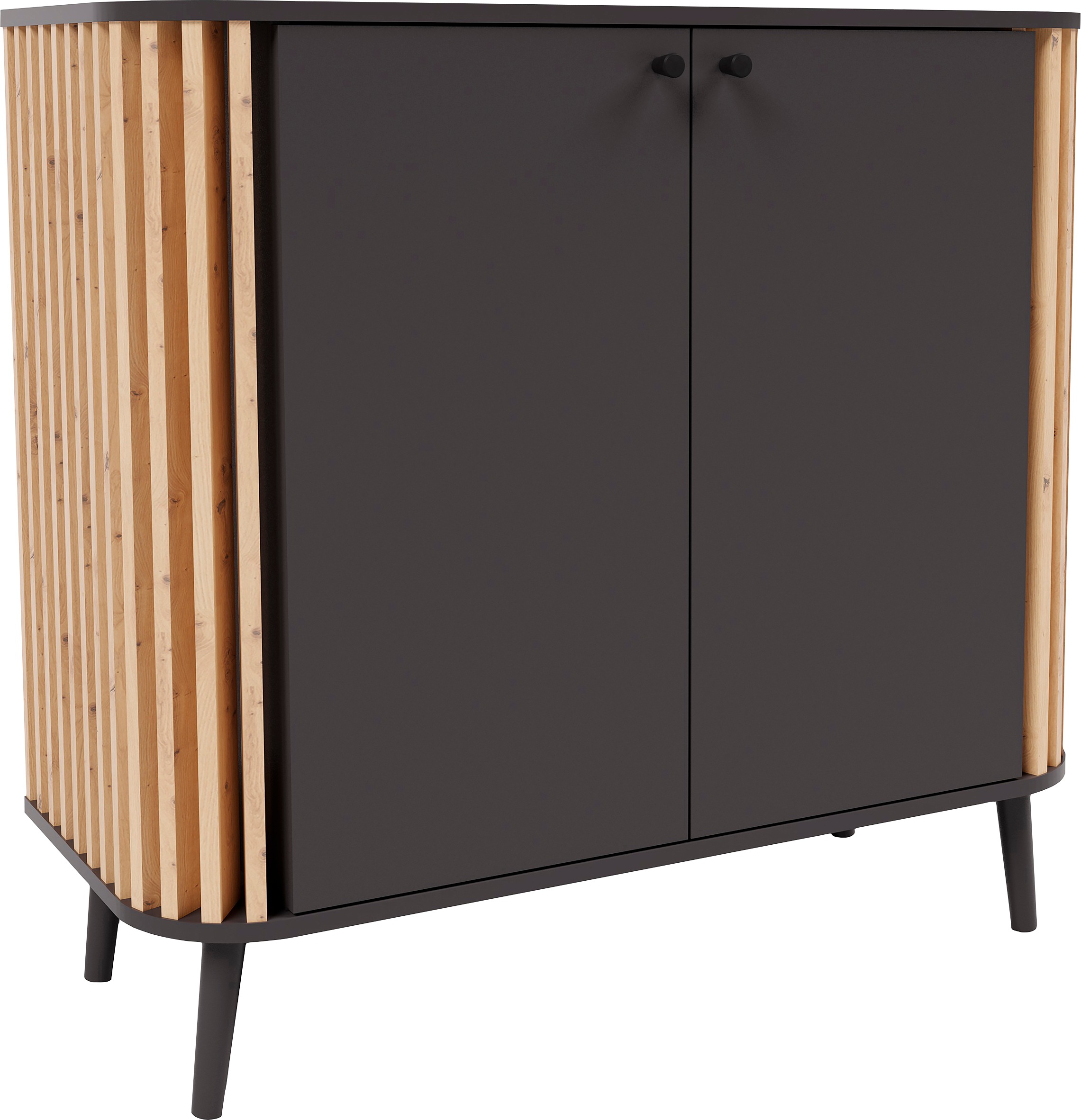 INOSIGN Kommode »Stavanger, Breite 92 cm, Paneel-Stäbchen-Optik, 2 Türen, 2 Fächer«, (1 St.), 1 Einlegeboden, Anrichte, Schrank, Sideboard, Wohnmöbel