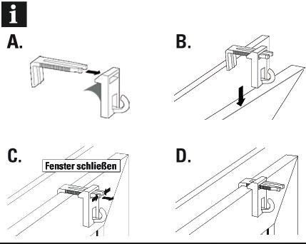 GARDINIA Klemmträger »mit Haken«, (Set, 2 St.), für Bambus- und Raffrollos