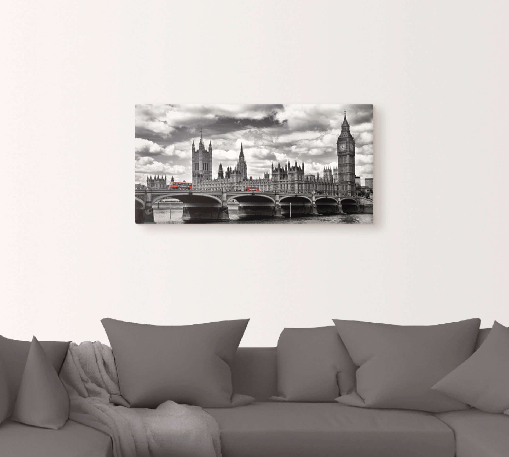 Artland Wandbild "London Westminster Bridge & Red Buses", Großbritannien, ( günstig online kaufen