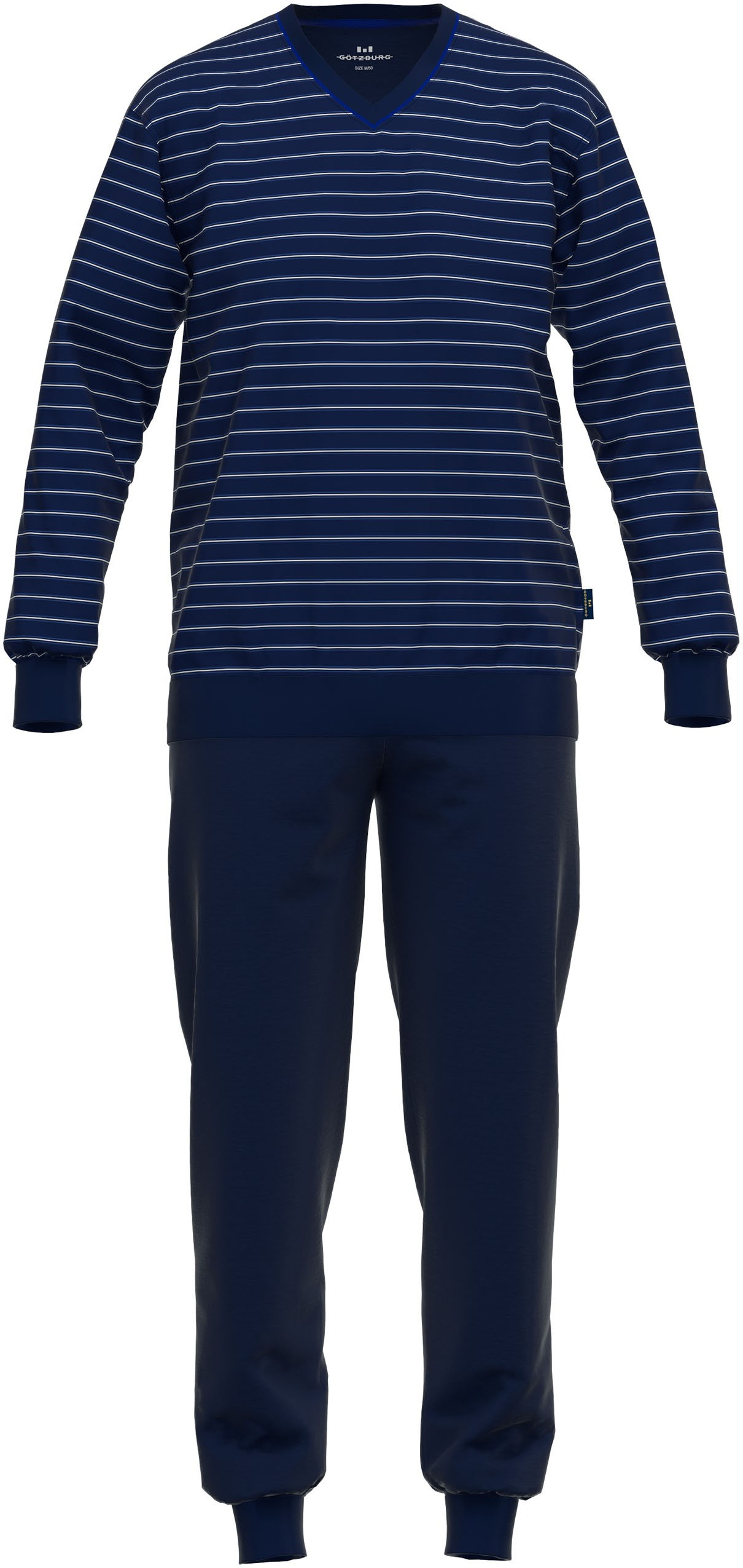 GÖTZBURG Pyjama »Sternstunde«, (2 tlg.), Rundhalsausschnitt, Langarm, Brusttasche