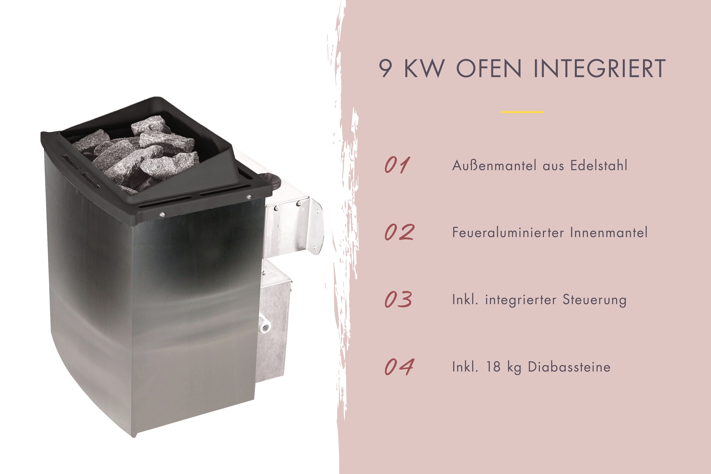 KONIFERA Fasssauna »Lathy XL«, 9-kW-Ofen mit integrierter Steuerung