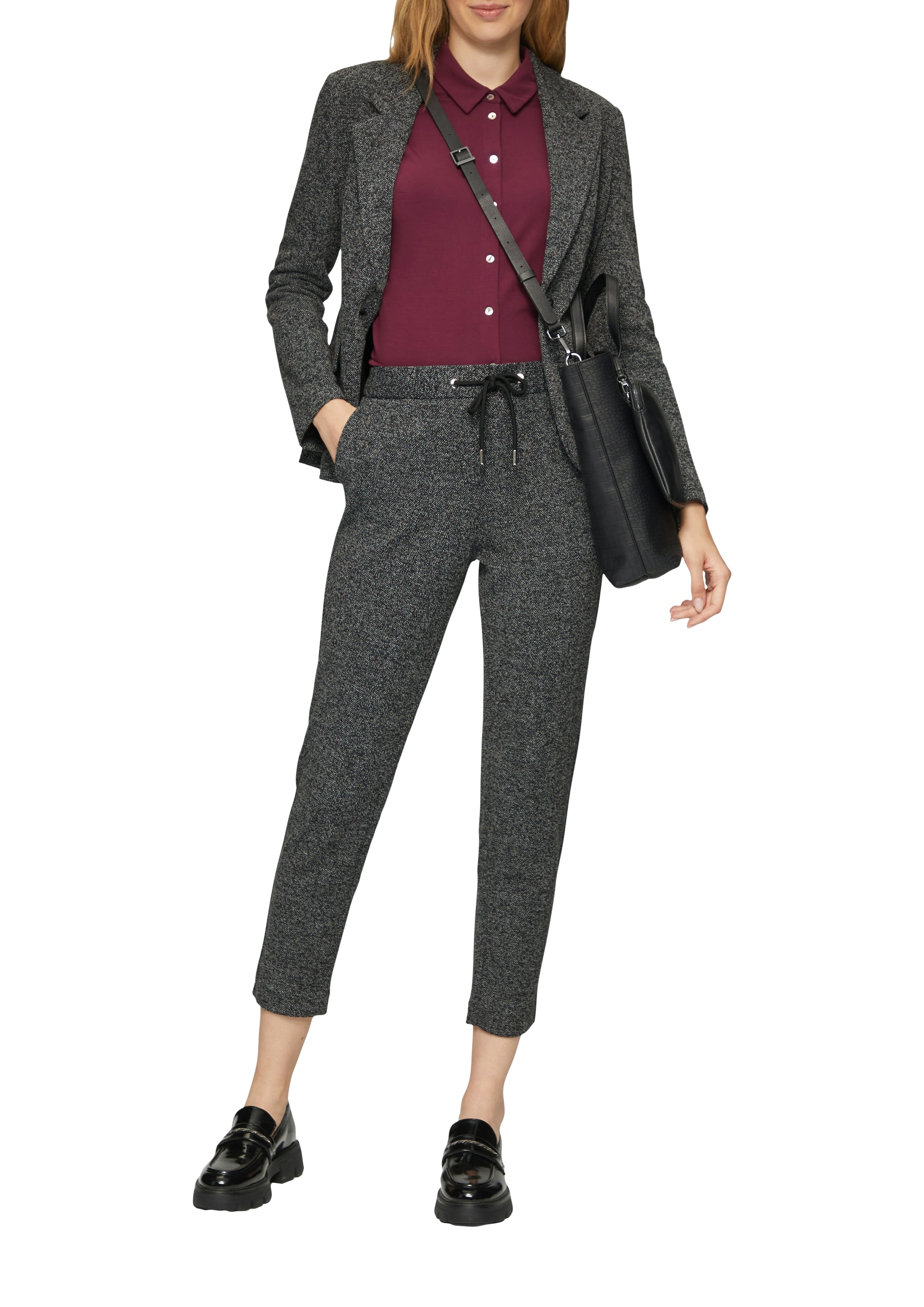 s.Oliver BLACK LABEL Stoffhose  Sommerhose meliert, mit Kordelzug