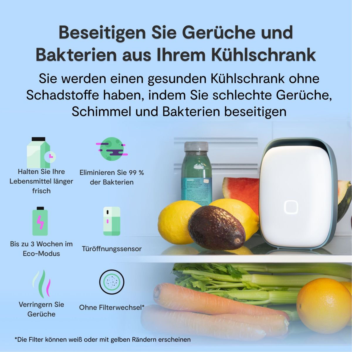 Vitesy Luftreiniger »Shelfy 2 Smarter Kühlschrankreiniger« Ozonfreie Luftreinigungstechnologie