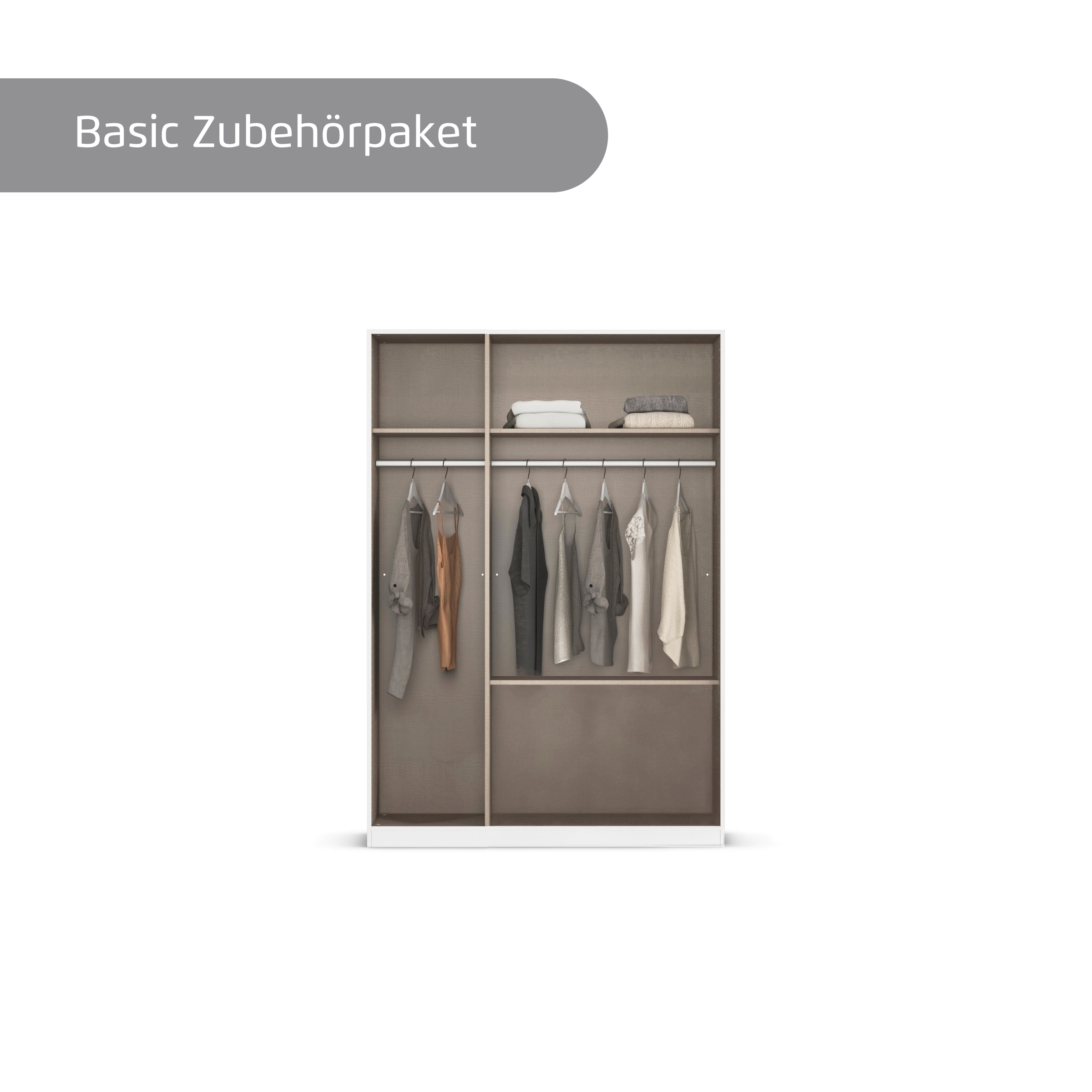 rauch Kleiderschrank »Drehtürenschrank Schrank Garderobe Wäscheschrank Schlafzimmer AVOLA«, (in 3 verschiedenen Ausstattungen BASIC/CLASSIC/PREMIUM), mit hochwertigen Stangengriffen aus Metall in Schwarz MADE IN GERMANY