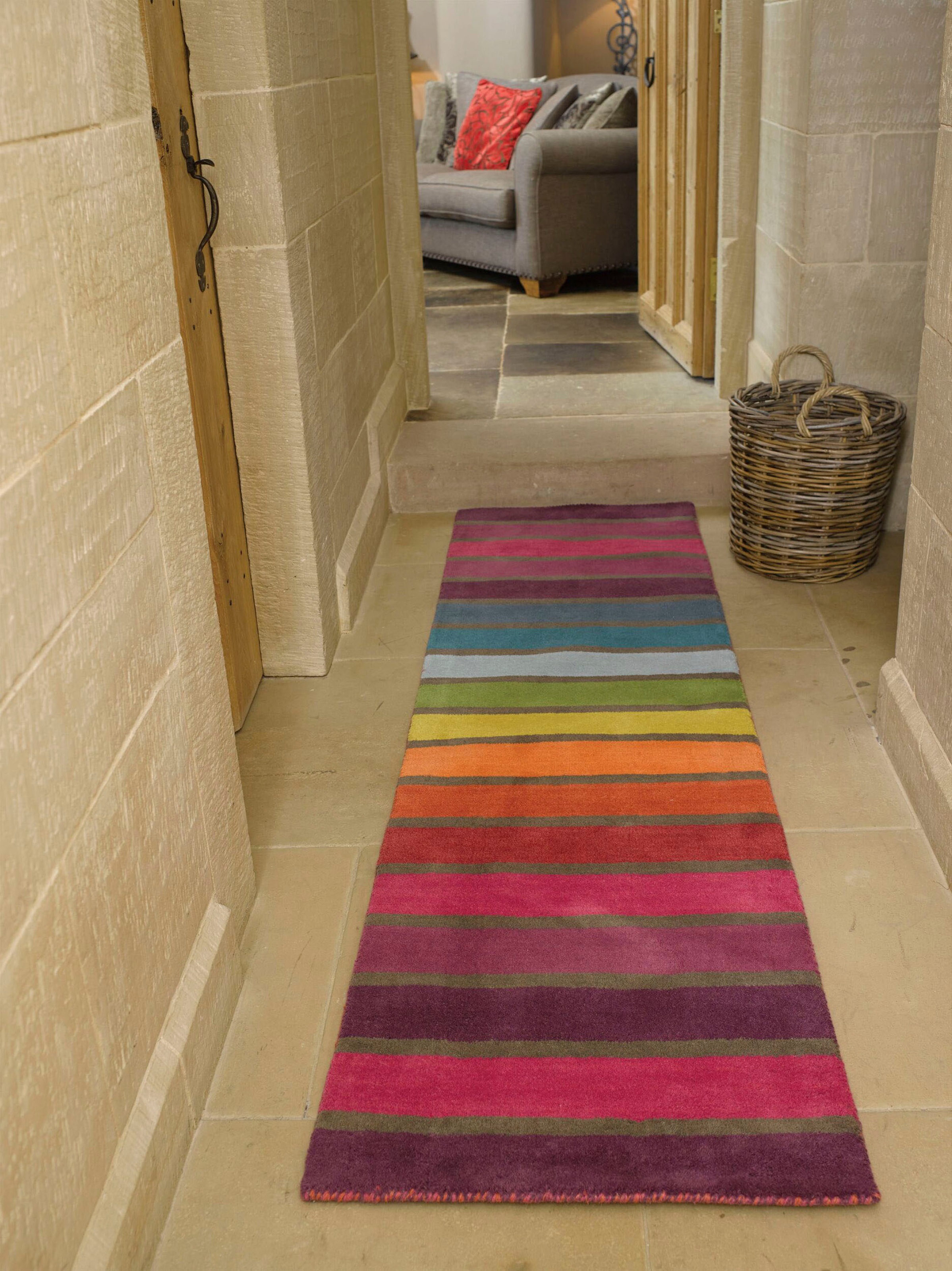 FLAIR RUGS Läufer »Candy«, rechteckig, 10 mm Höhe, aus 100% Wolle, Design mit Streifen, mehrfarbig gemustert,Läufer