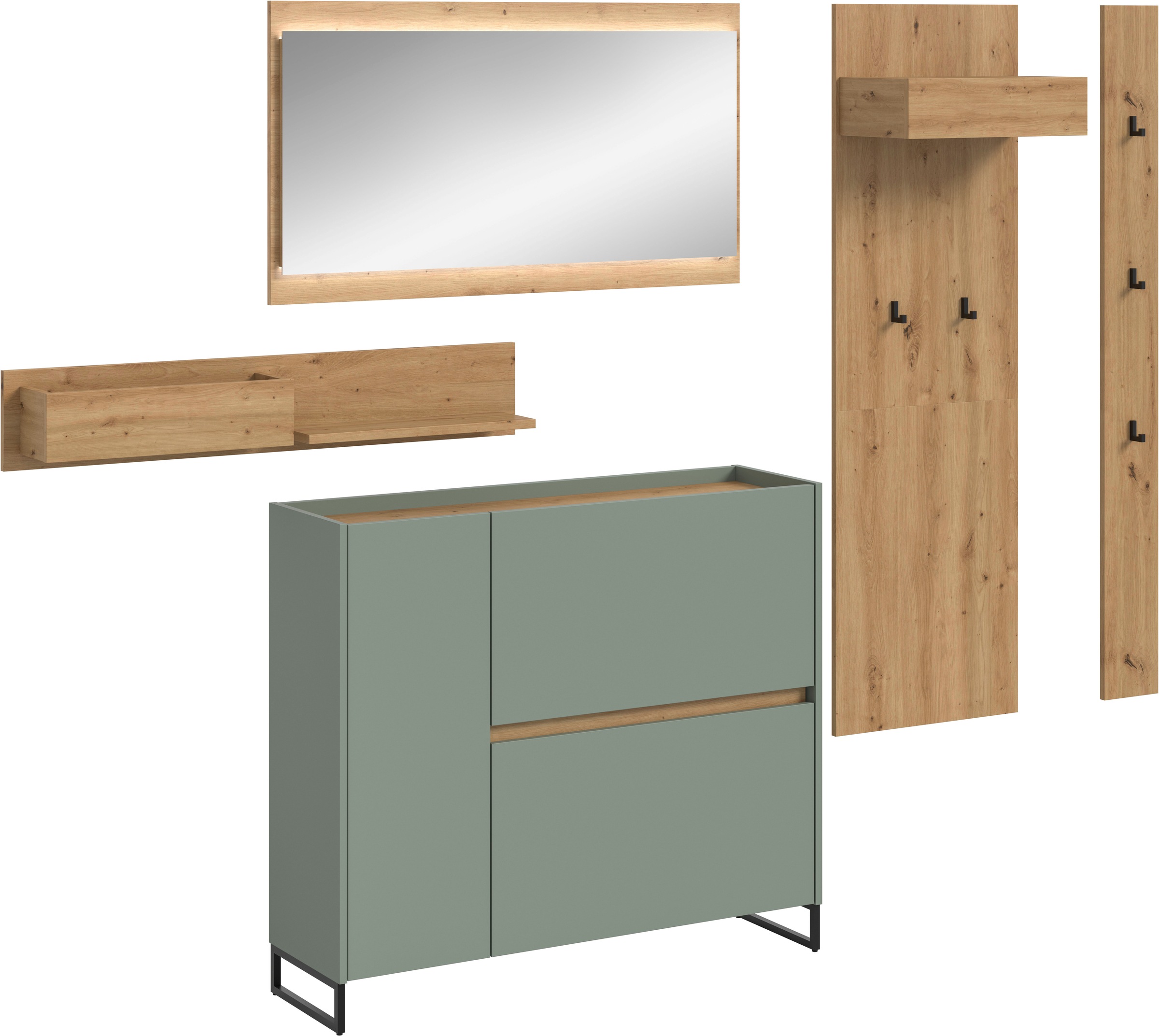 INOSIGN Garderoben-Set »EVRID, 5-teilig, Breite 236 cm, inkl. Beleuchtung« günstig online kaufen