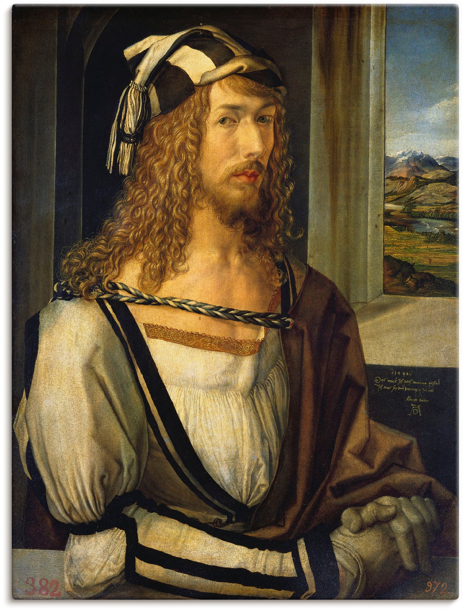 Artland Leinwandbild »Selbstbildnis mit Landschaft. 1498« Porträts 1 Stk. t günstig online kaufen