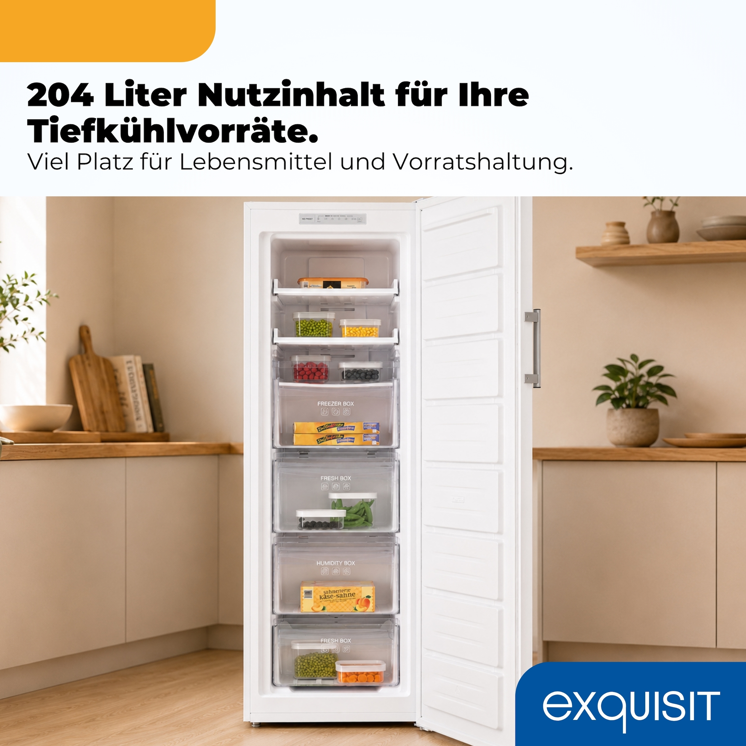 exquisit Gefrierschrank NoFrost »GS271-NF-H-040C« 170 cm hoch 54,5 cm breit Viel Platz, starke Gefrierleistung & flexible Anpassung für den Alltag