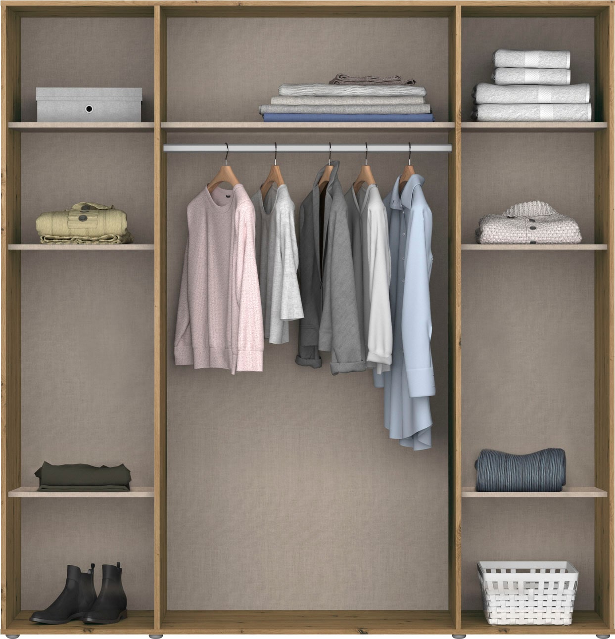 rauch Kleiderschrank »VOYAGER Garderobe Wäscheschrank TOPSELLER Schlafzimmer«, (in 3 verschiedenen Ausstattungen BASIC/CLASSIC/PREMIUM), Schrank mit modernen Griffen in viel Stauraum MADE IN GERMANY