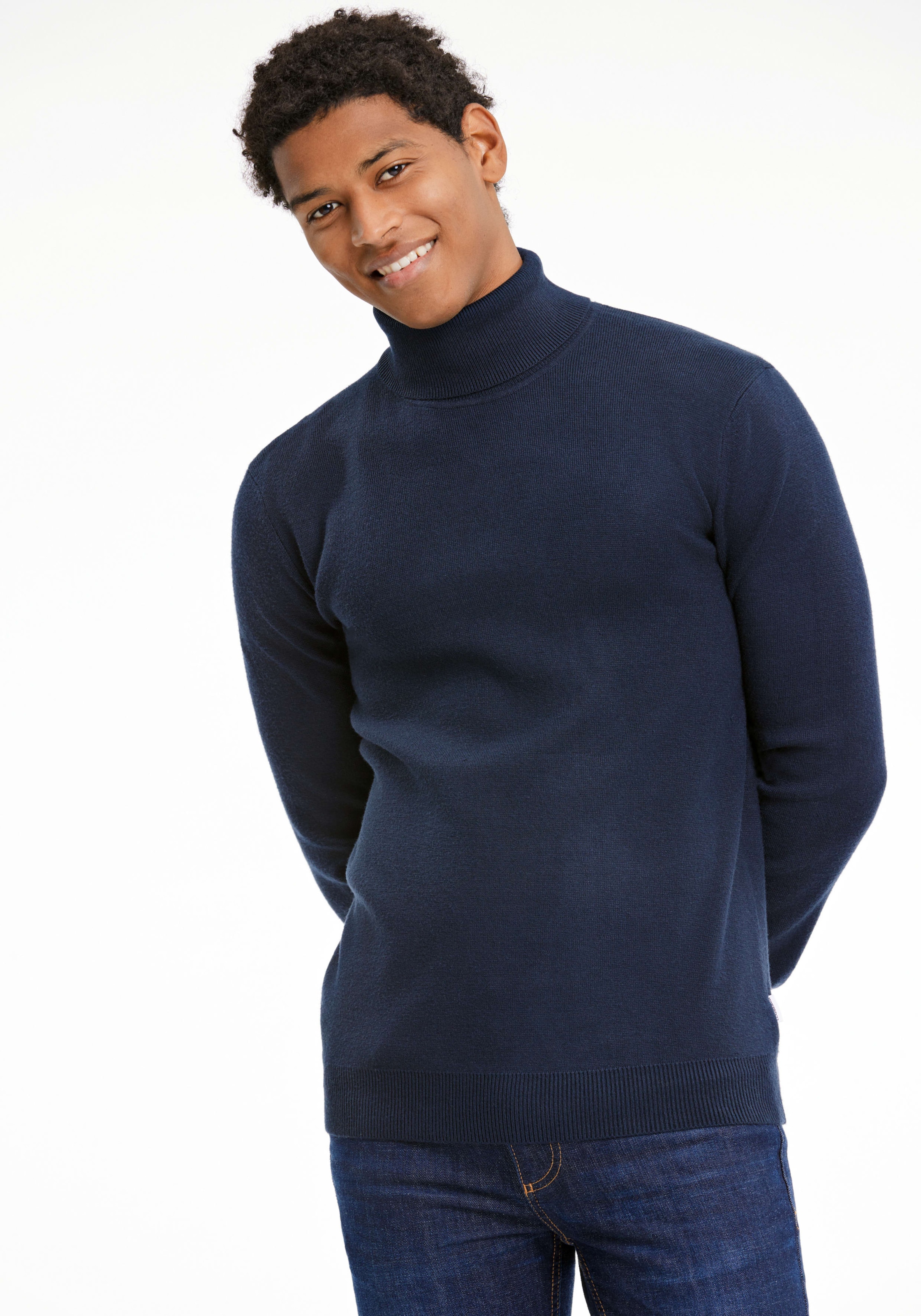 Rollkragenpullover mit Rollkragen, Gr. M, NAVY