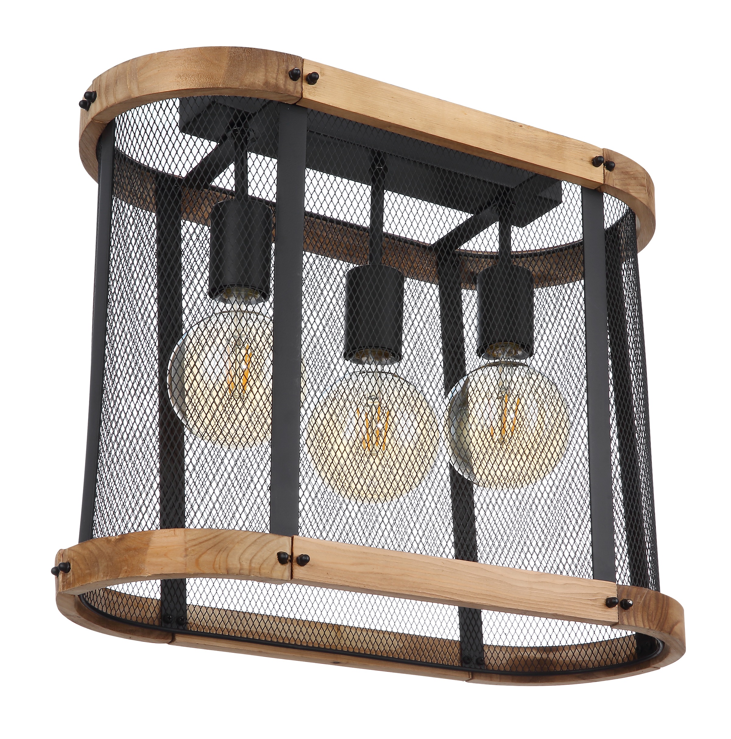 GLOBO LIGHTING Deckenleuchte »JEANIE«, Leuchtmittel E27 | ohne Leuchtmittel, Deckenlampe/Holz/schwarz/Wohnzimmer/Metallgeflecht