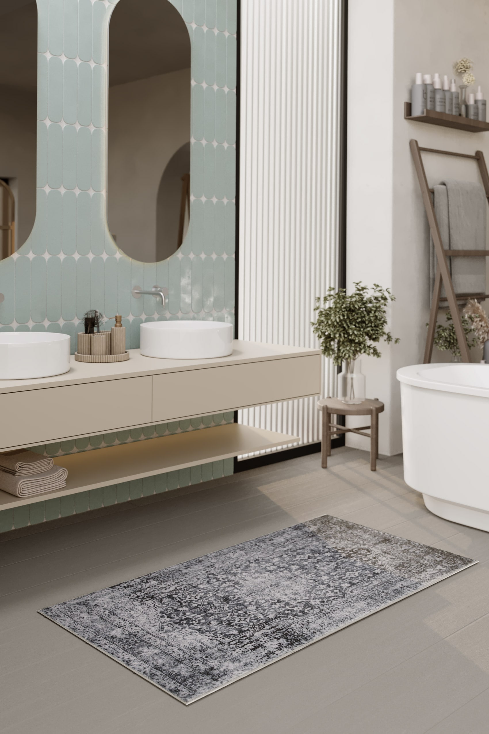 Wecon home Badematte »Ralph«, fußbodenheizungsgeeignet, Vintage, waschbar, rutschfest, schnell trocknend, weich, Badteppich