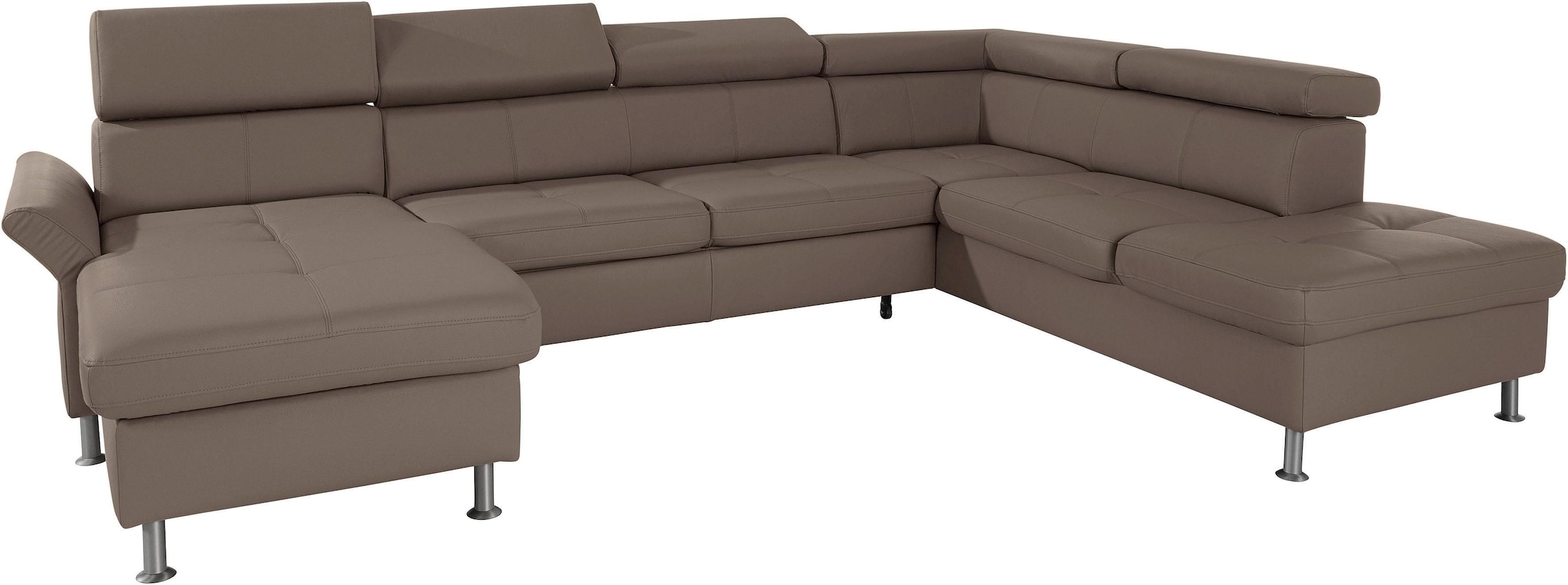 exxpo - sofa fashion Wohnlandschaft »Maretto, bequem und komfortabel, aufwendige Sitzsteppung, U-Form«, inkl. Kopfteilverstellung für mehr Sitzkomfort, wahlweise Bettfunktion