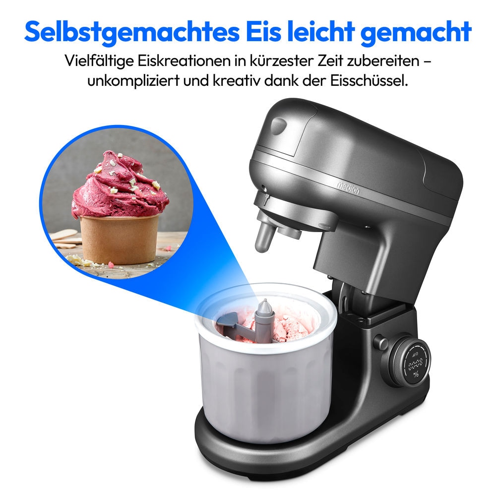 Medion® Küchenmaschine »MD 18442 8 Geschwindigkeitsstufen, titan«, titan