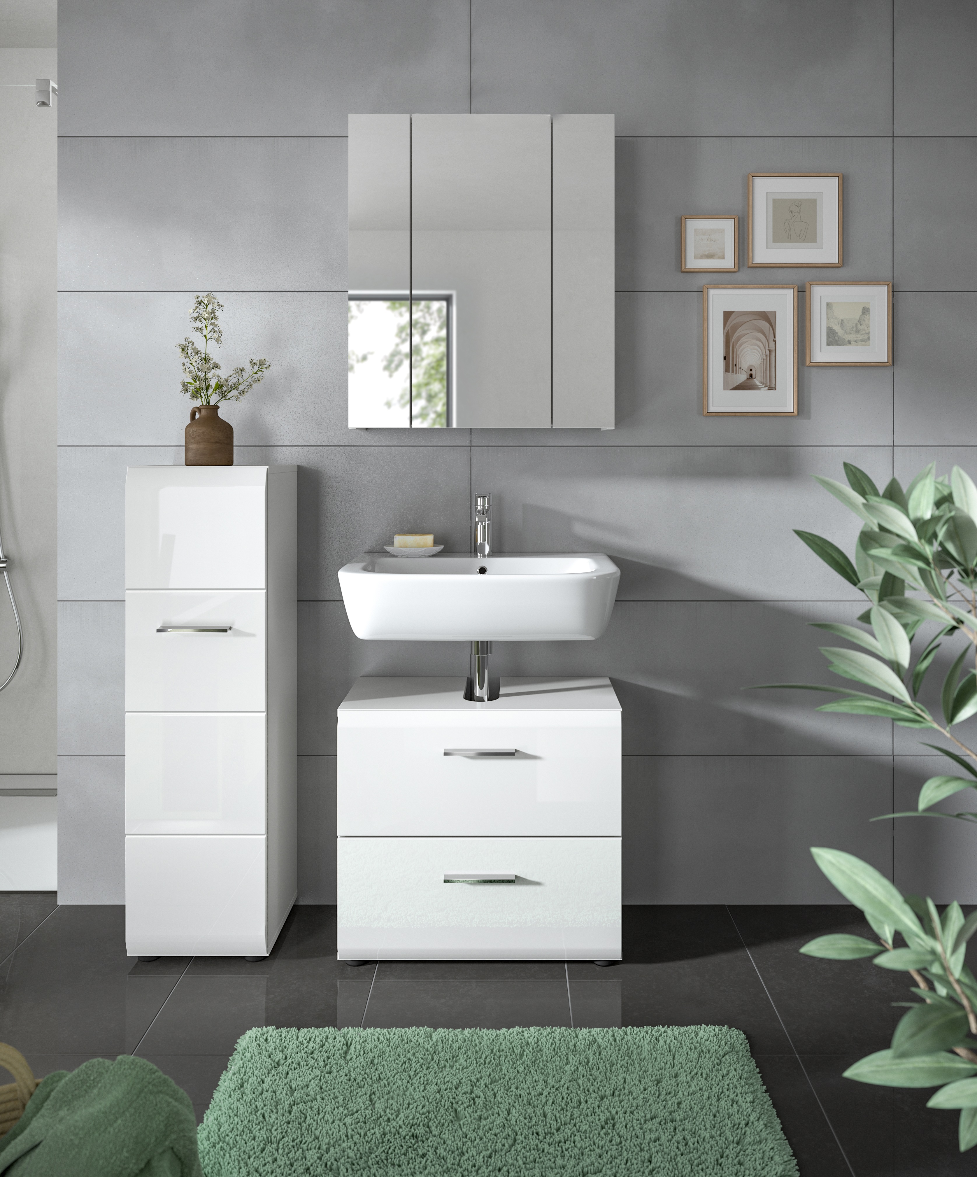 INOSIGN Badezimmer-Set Set, 3 Stk. tlg. Florenz, Badkombination 3-tlg., Wei günstig online kaufen