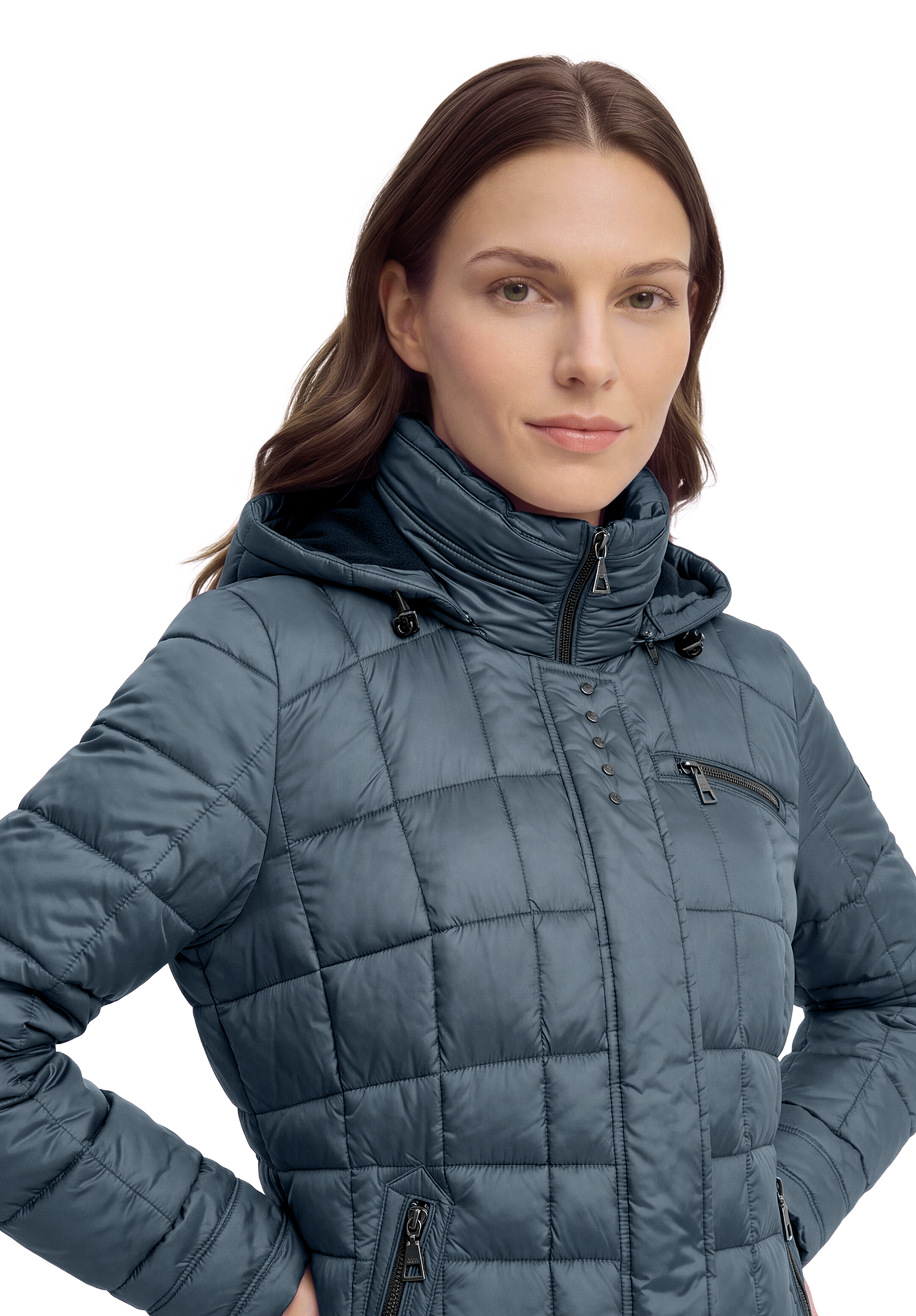 Gil Bret Steppmantel Winterjacke mit abnehmbarer Kapuze und Reißverschluss