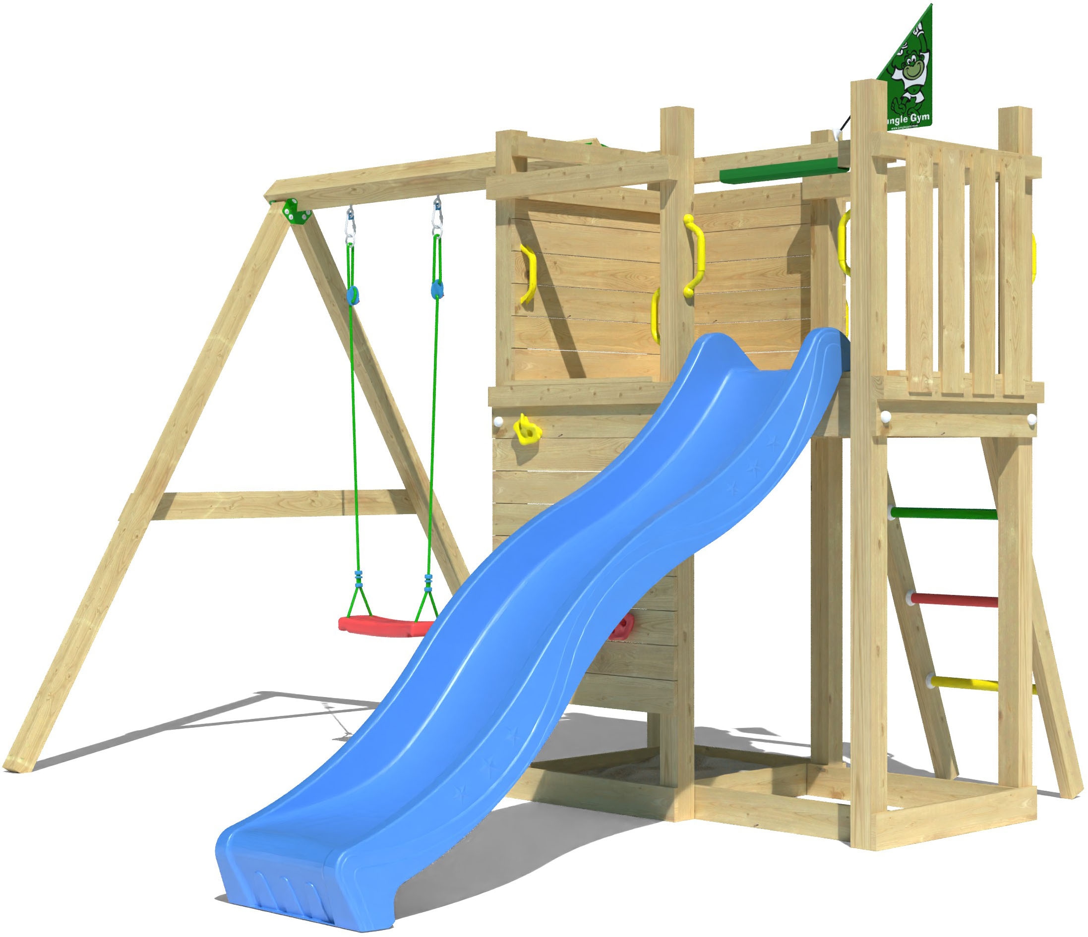 Jungle Gym Spielturm »Deck«, (Set), Spielanlage mit Schaukel und Rutsche mit Wasseranschluss
