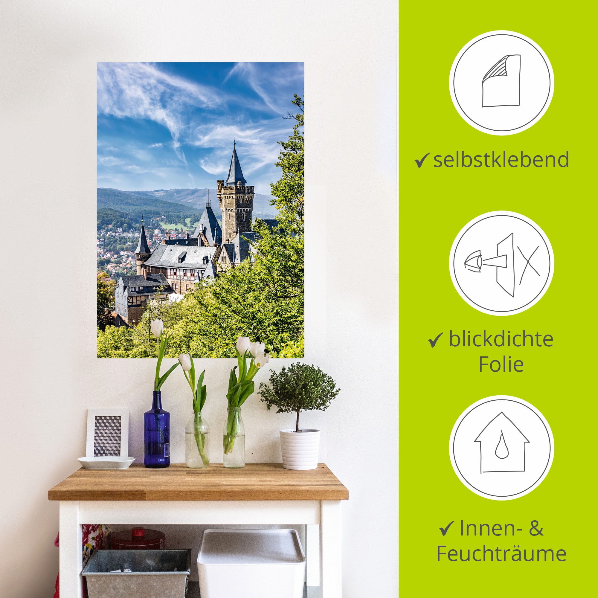 Artland Wandbild »Agnesberg das Schloss Wernigerode«, Deutschland, (1 St.), als Alubild, Leinwandbild, Wandaufkleber oder Poster in versch. Größen