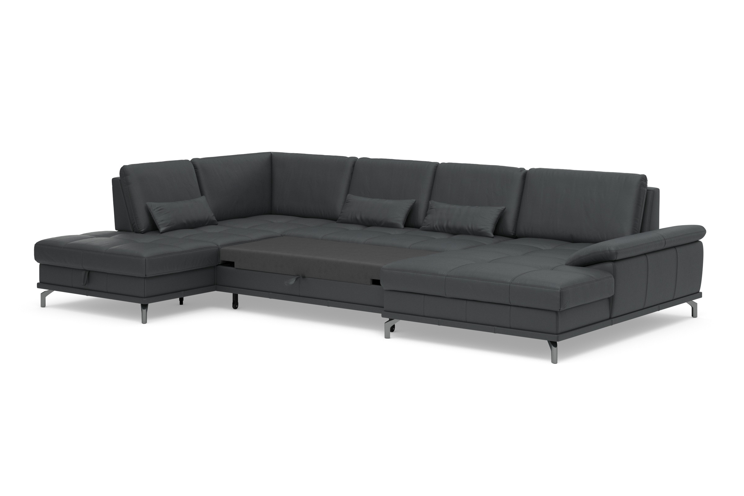 Places of Style Wohnlandschaft »Costello U-Form, mit Sitztiefenverstellung, Armteilverstellung und«, 3 Nierenkissen, optional Bettfunktion und Bettkasten