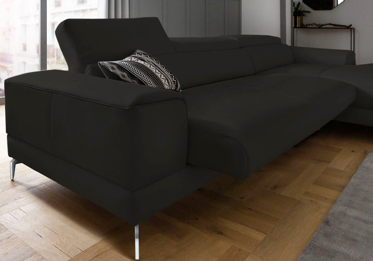 W.SCHILLIG Ecksofa »piedroo, Designsofa mit tollem Sitzkomfort, elegant und bequem, L-Form«, Kopfteilverstellung, wahlweise mit Sitztiefenverstellung, Breite 343cm