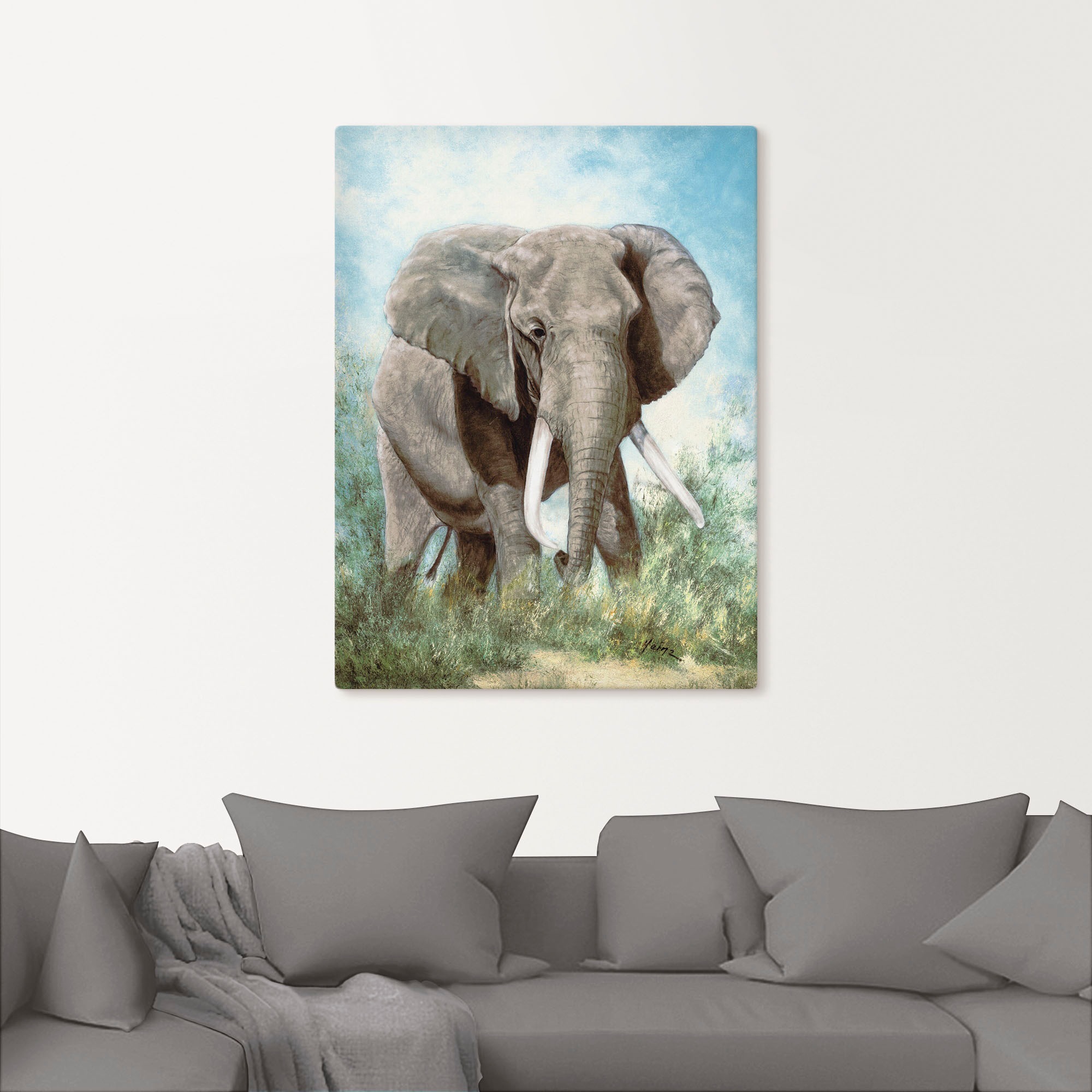 Artland Leinwandbild »Elefant« Wildtiere 1 Stk. tlg. auf Keilrahmen gespann günstig online kaufen
