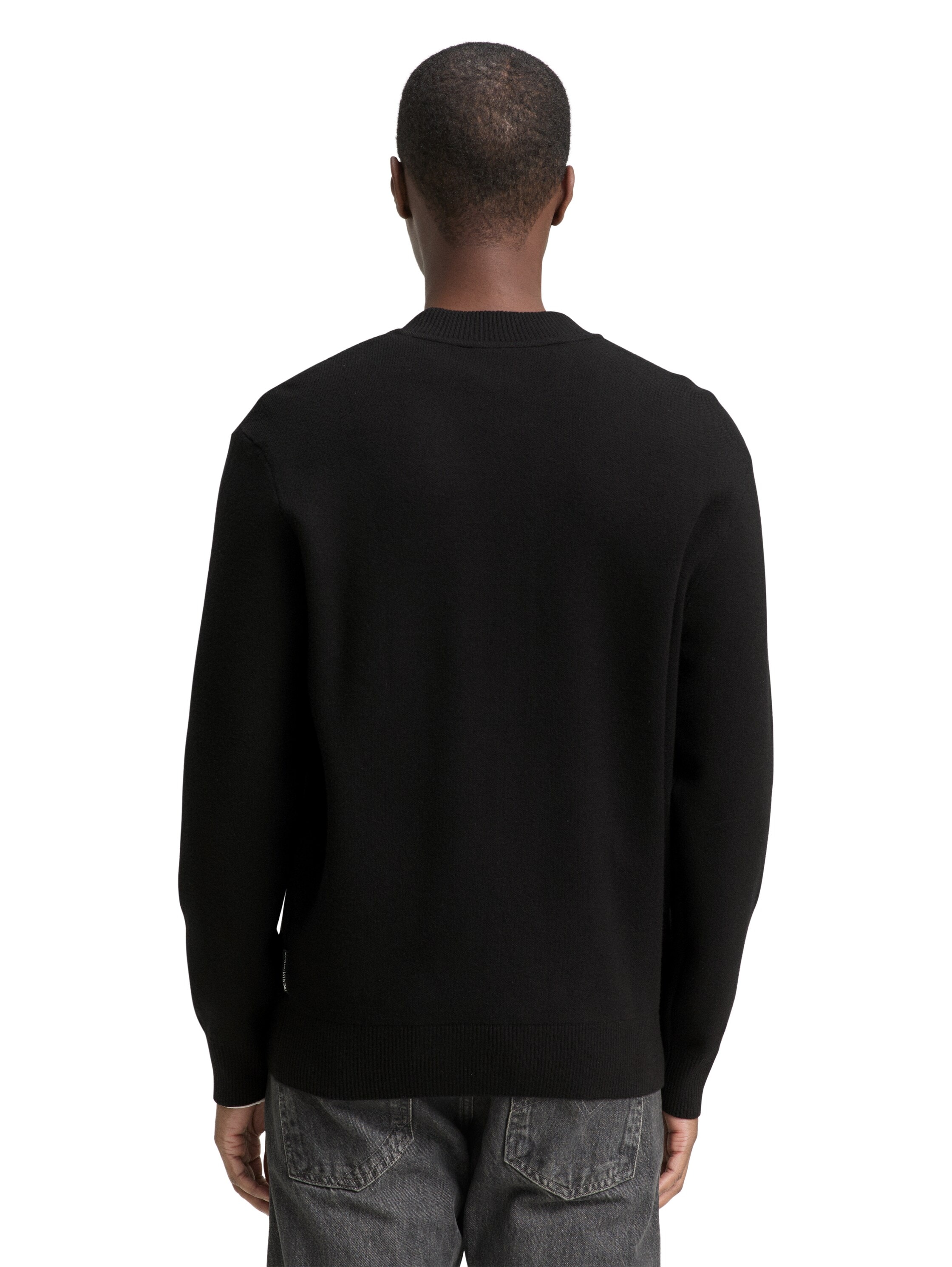 TOM TAILOR Denim Strickpullover mit Rippbündchen