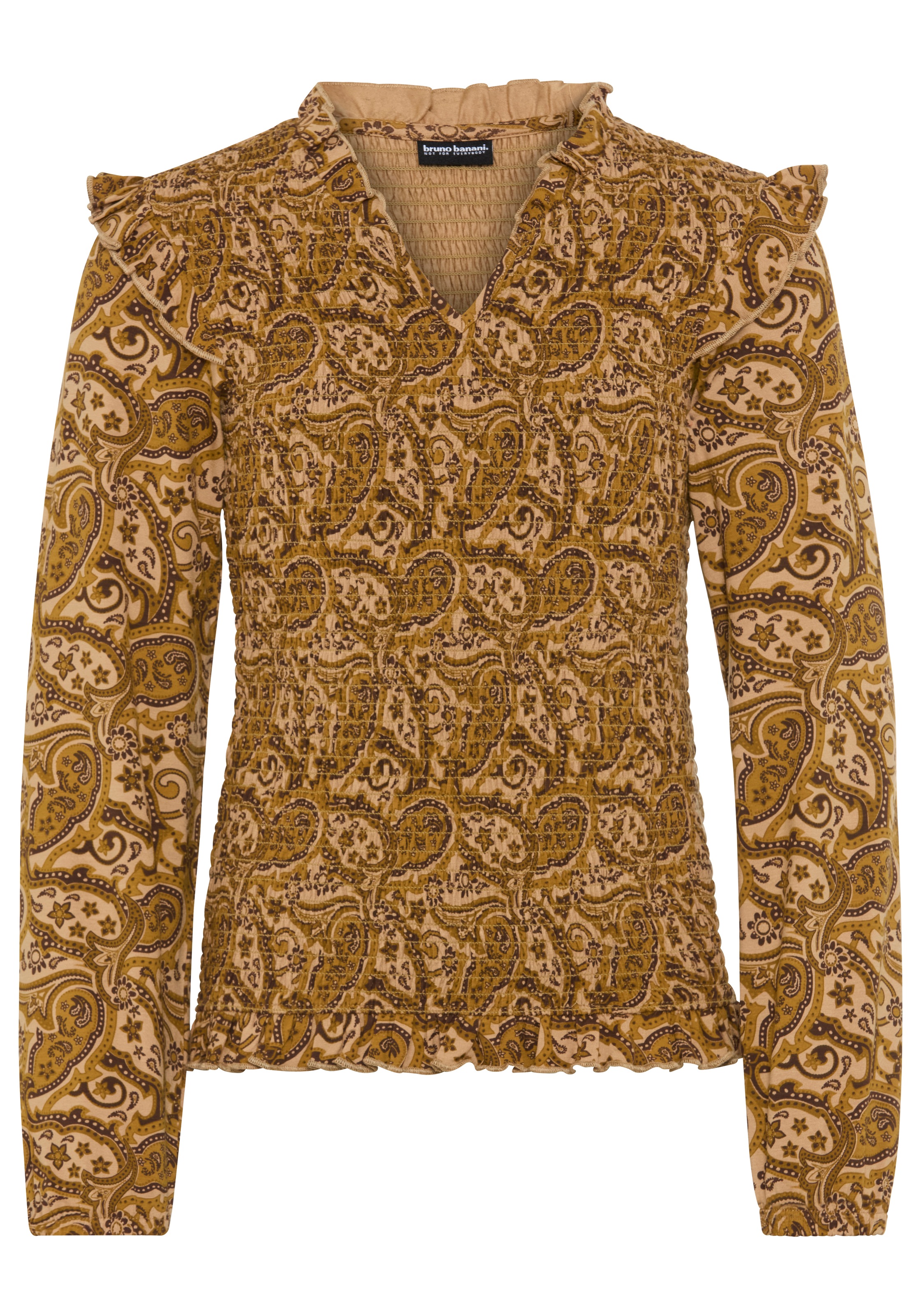 Bruno Banani Langarmshirt »Viskose-Shirt im Allover-Design und Smoke-Effekt« Allover-Shirt aus weicher Viskose, extra eng geschnitten