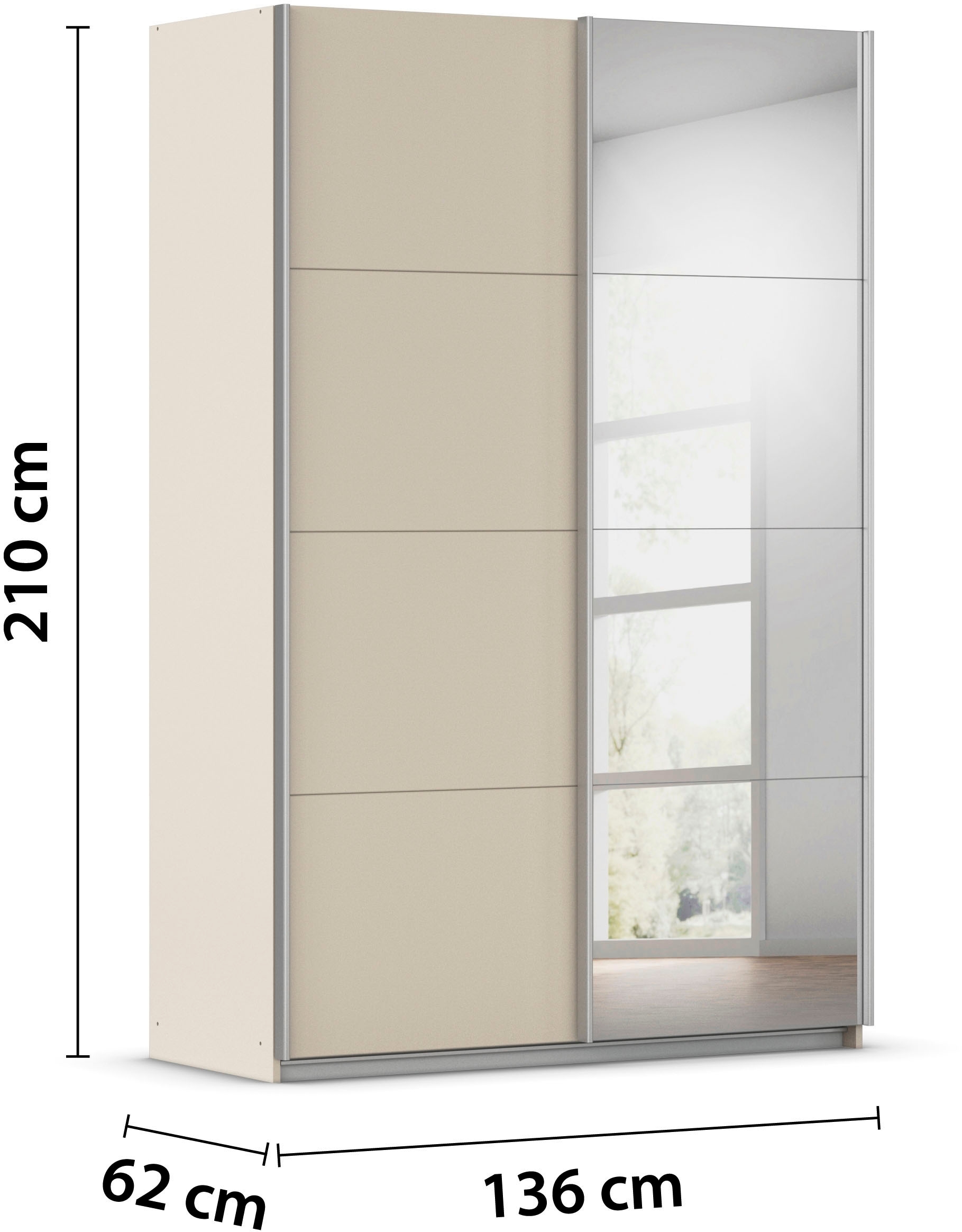 INOSIGN BY RAUCH Schwebetürenschrank »Kleiderschrank Schrank Garderobe Schlafzimmerschrank THANOS«, (in 3 verschiedenen Ausstattungen BASIC/CLASSIC/PREMIUM), Optional mit Spiegel, Metall-Griffleisten alufarben MADE IN GERMANY