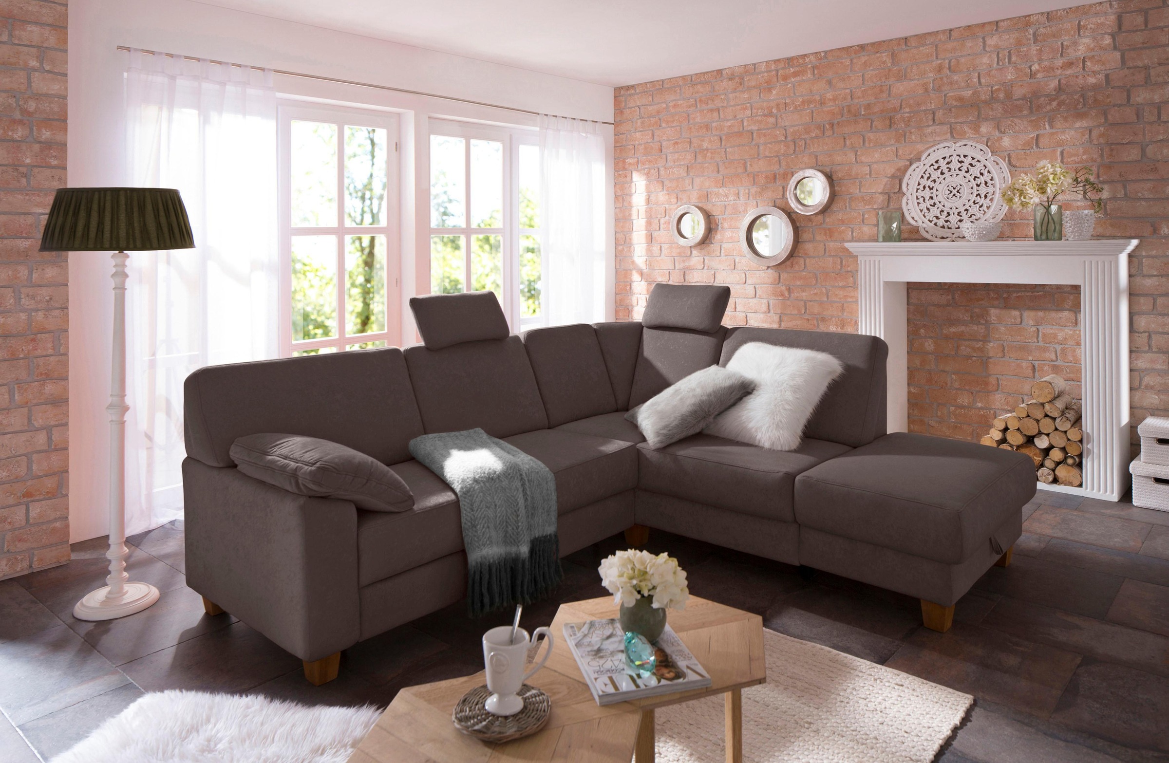 Home affaire Ecksofa »Belfort L-Form« mit Federkern, wahlweise mit Bettfunk günstig online kaufen