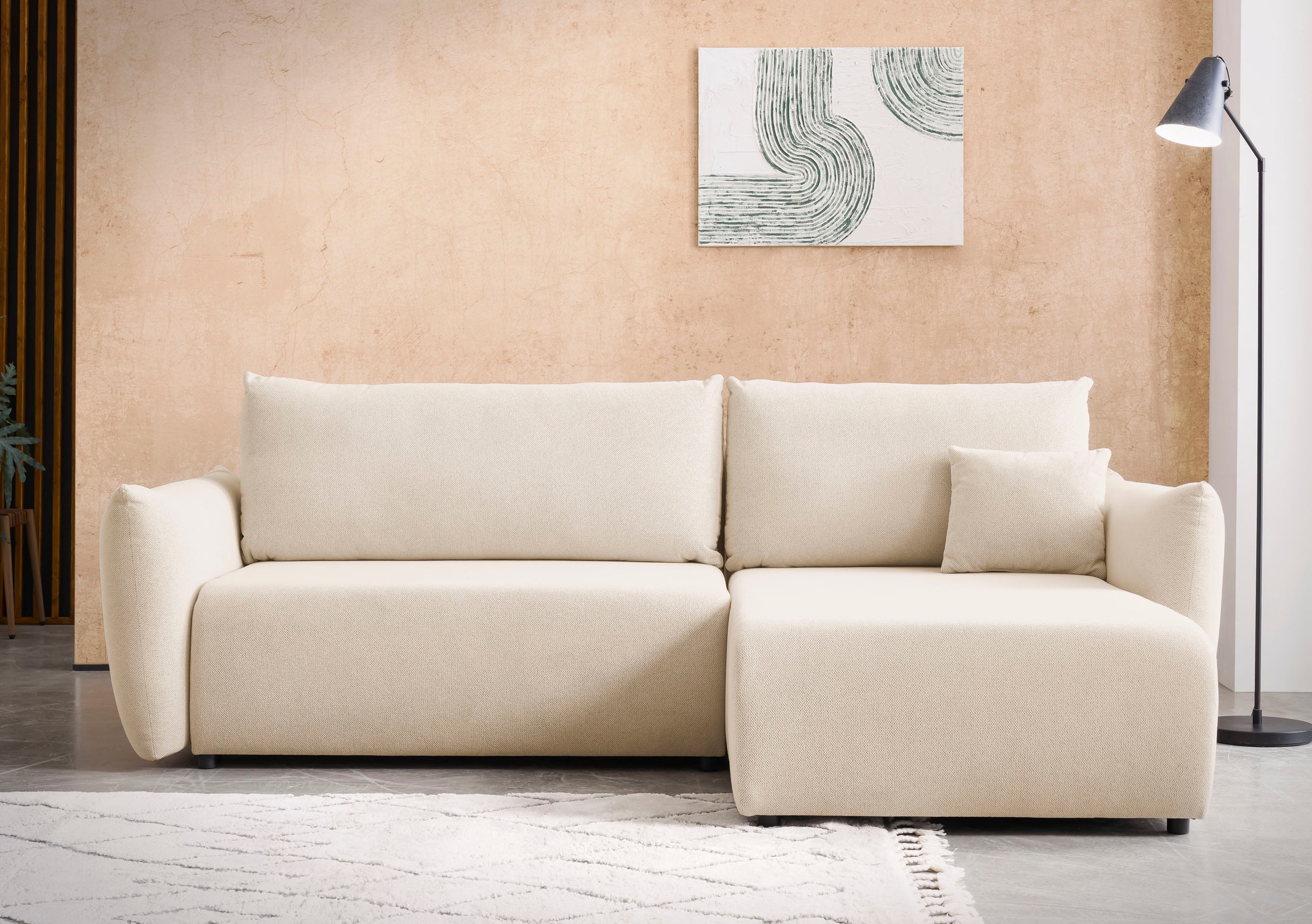 Home affaire Ecksofa »MAVAS Schlafsofa mit Bettkasten, L-Form,« ca.257/127c günstig online kaufen