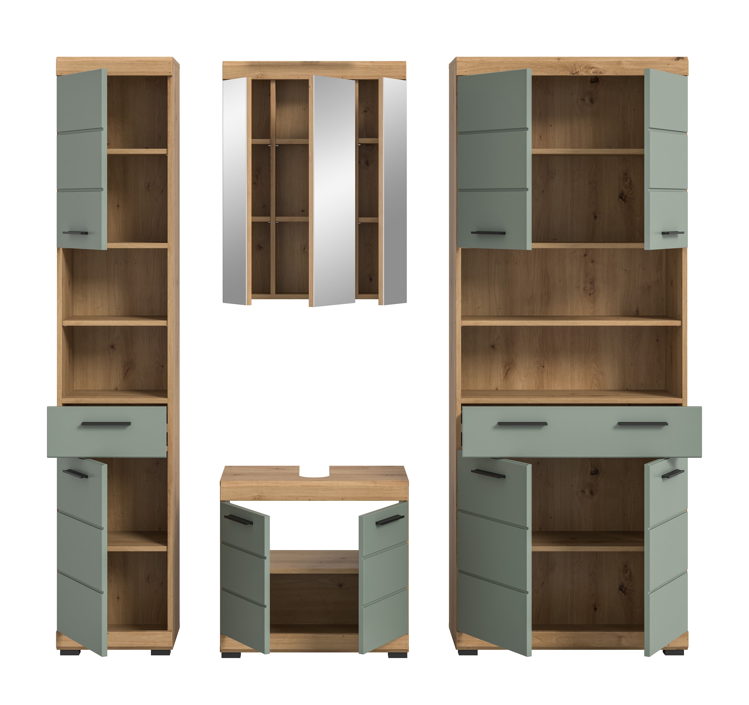 INOSIGN Badmöbel-Set »Siena, 4 teilig, bestehend aus:«, (Set), Hochschrank schmal, WBU, Spiegelschrank, Hochschrank breit