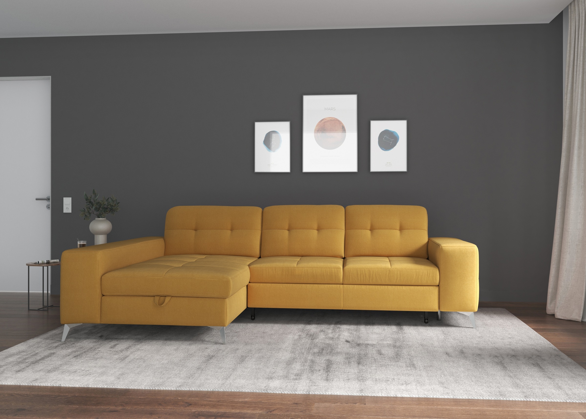 sit&more Ecksofa »Baviene L-Form«, inklusive Sitztiefenverstellung und Federkern, wahlweise Bettfunktion