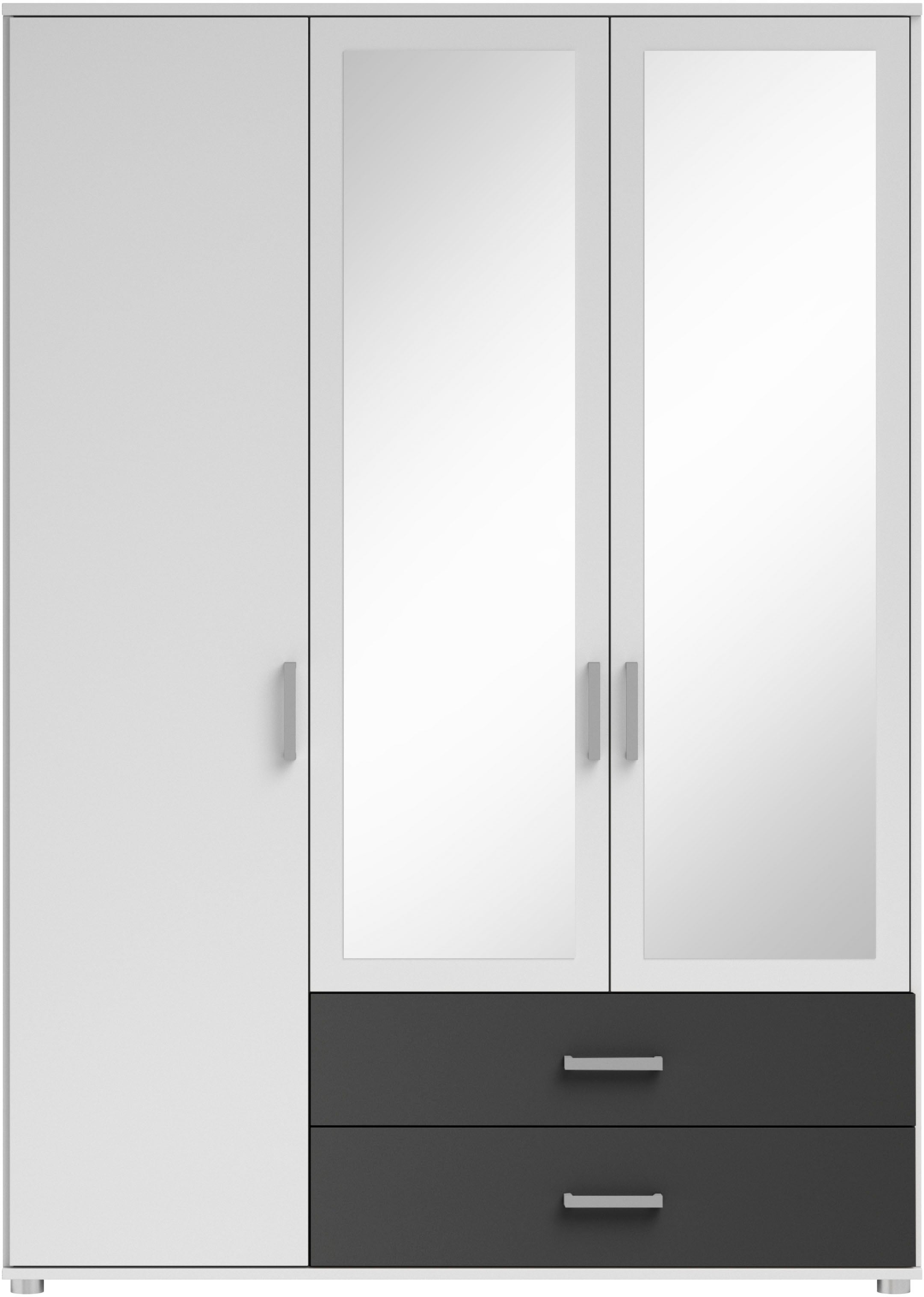 Schlafkontor Drehtürenschrank »Ivar Kleiderschrank mit Spiegel«, inklusive 2 Spiegeltüren und 2 farblich abgesetzten Schubkästen