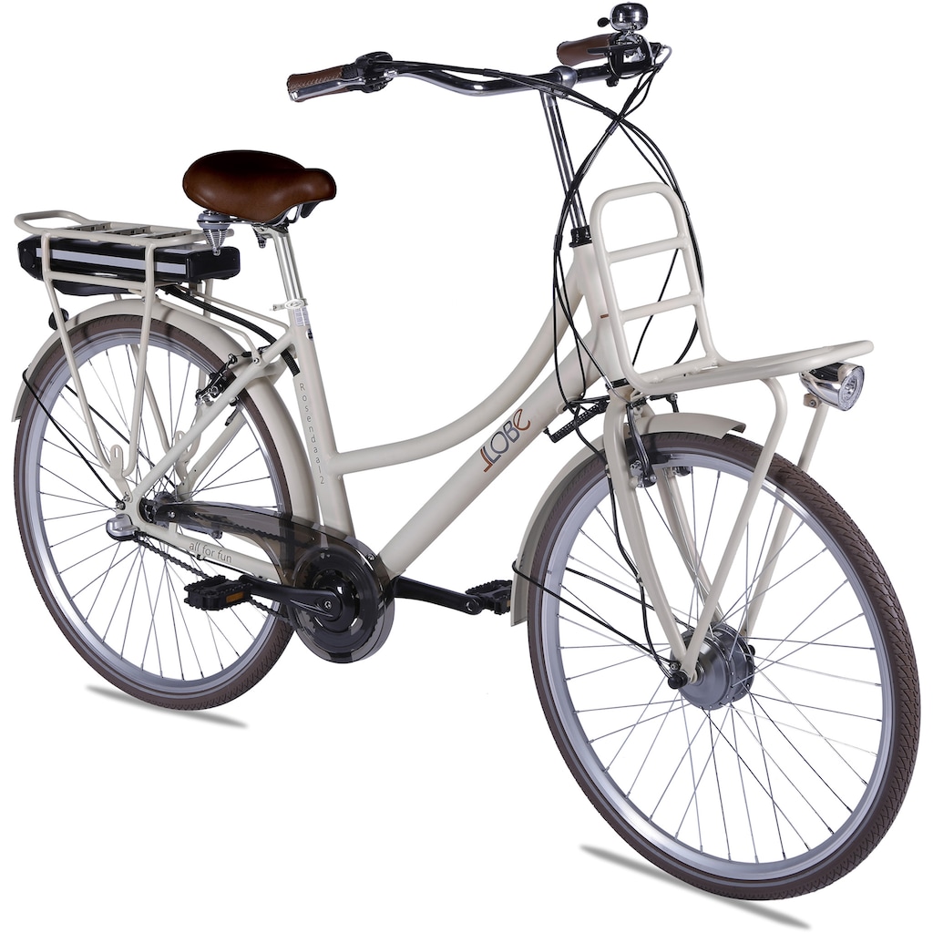 LLobe E-Bike »Rosendaal Lady 15,6 Ah«, 3 Gang, Frontmotor 250 W, Gepäckträger vorne