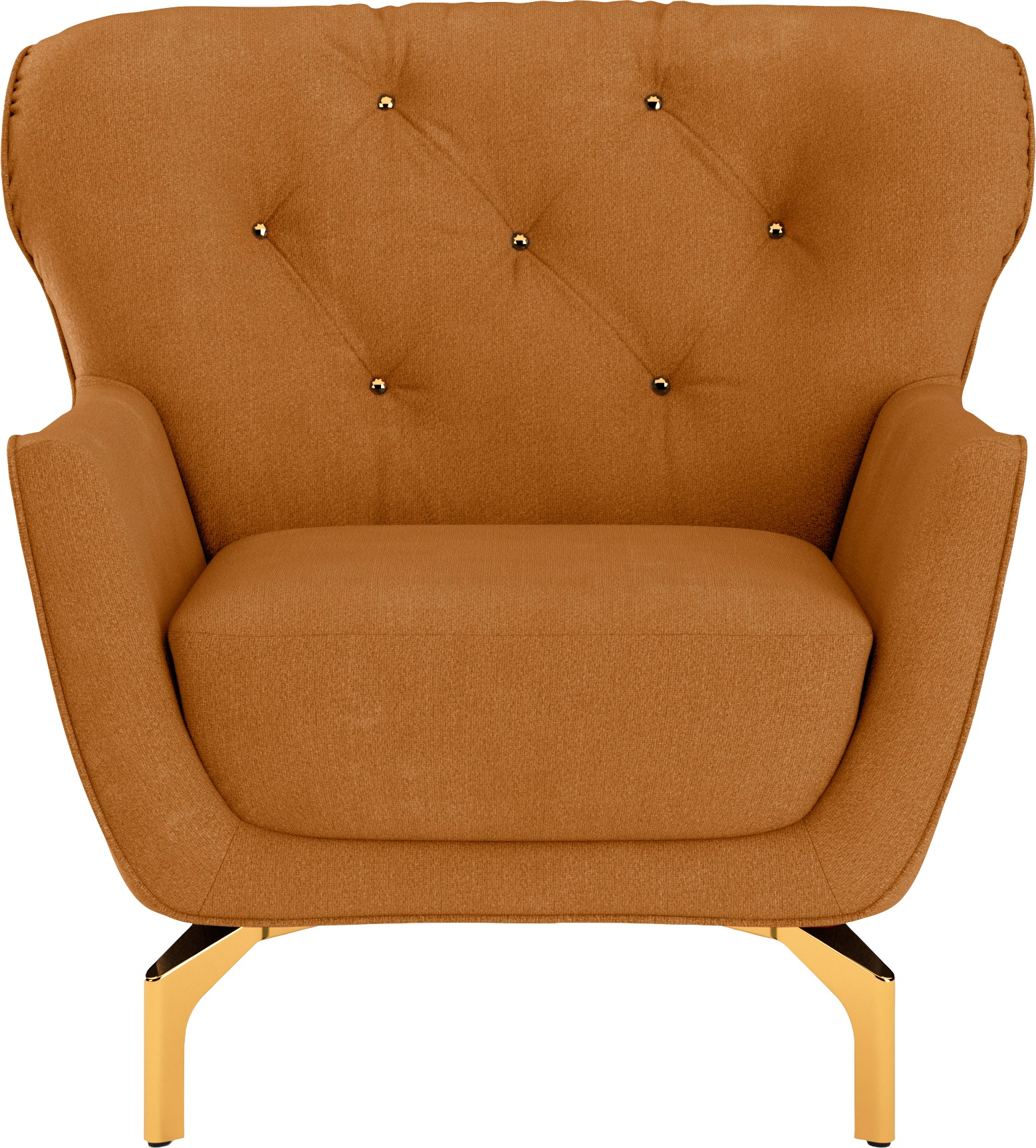 sit&more Sessel »Orient 3«, inkl. 1 Zierkissen mit Strass-Stein, goldfarbene Metallfüße