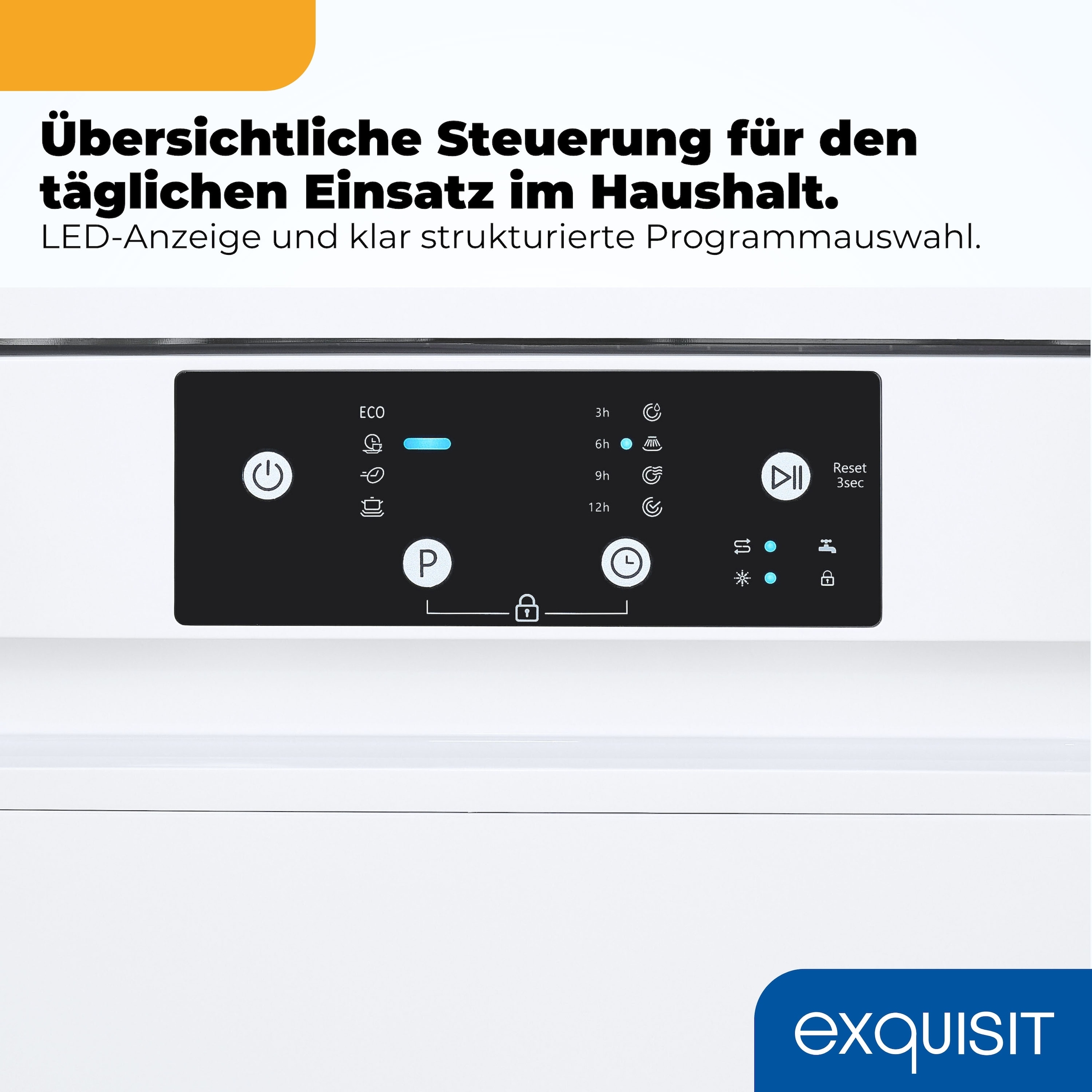 exquisit Standgeschirrspüler 9109 »GSP9109-451D weiss« 10 l 9 tlg. Maßgedecke 9 Maßgedecke, 4 Programme, LED, Besteckkorb