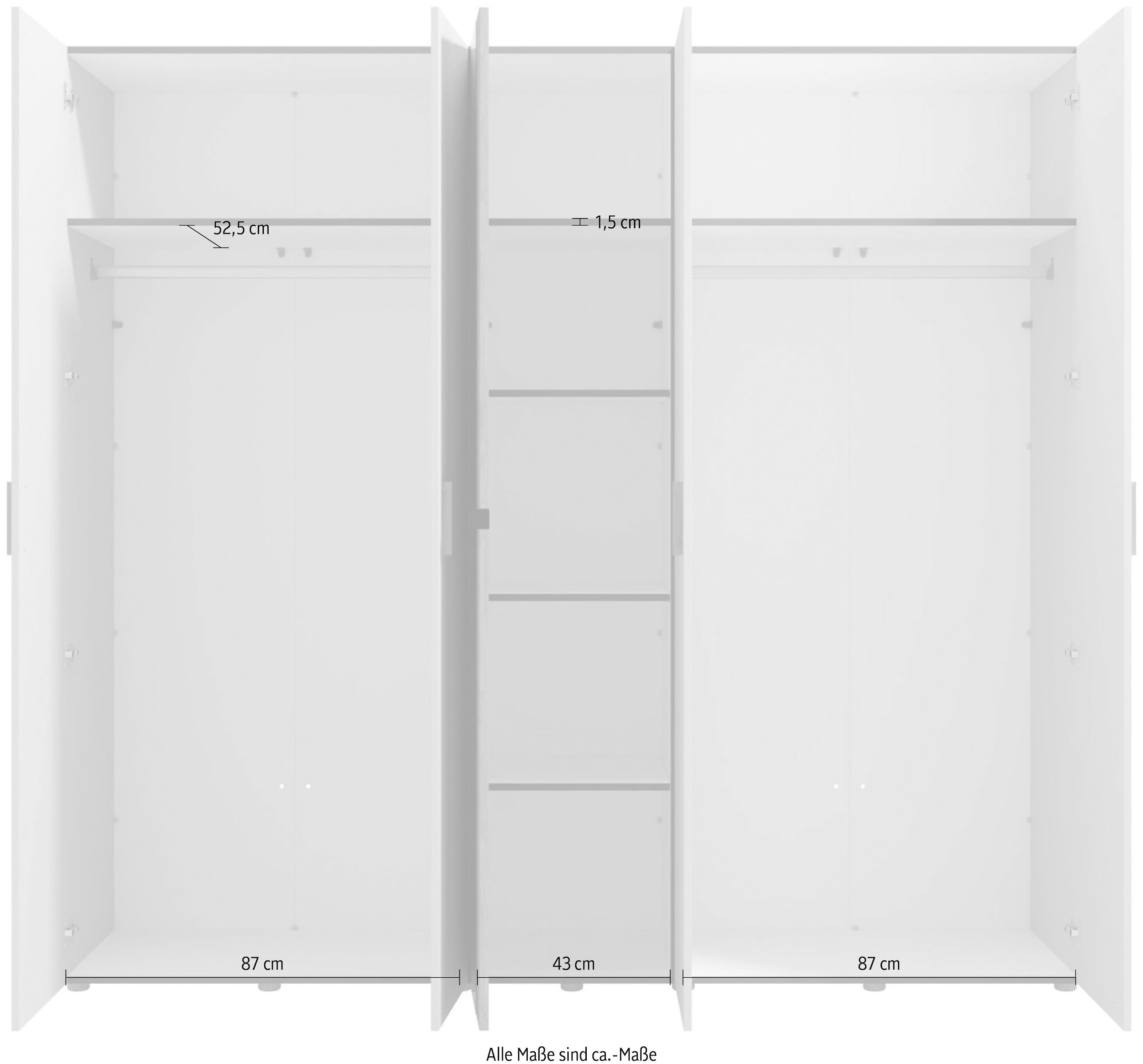 Home affaire Kleiderschrank »Belfort, Schlafzimmerschrank mit Spiegel 5-türig Wäscheschrank«, 225x56x208, FSC®-zertifizierter Holzwerkstoff, Trendfarbe cashmere