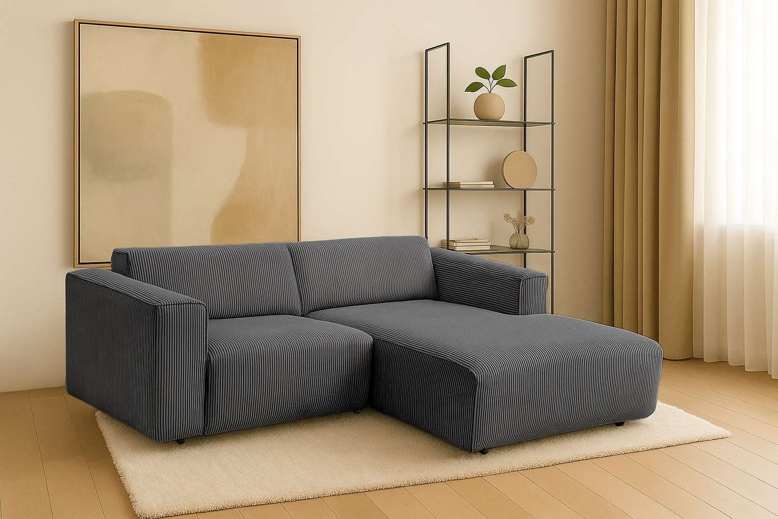Home affaire Ecksofa »Noord mit Kedernaht, Breite 234 cm, L-Form« Cord, Str günstig online kaufen
