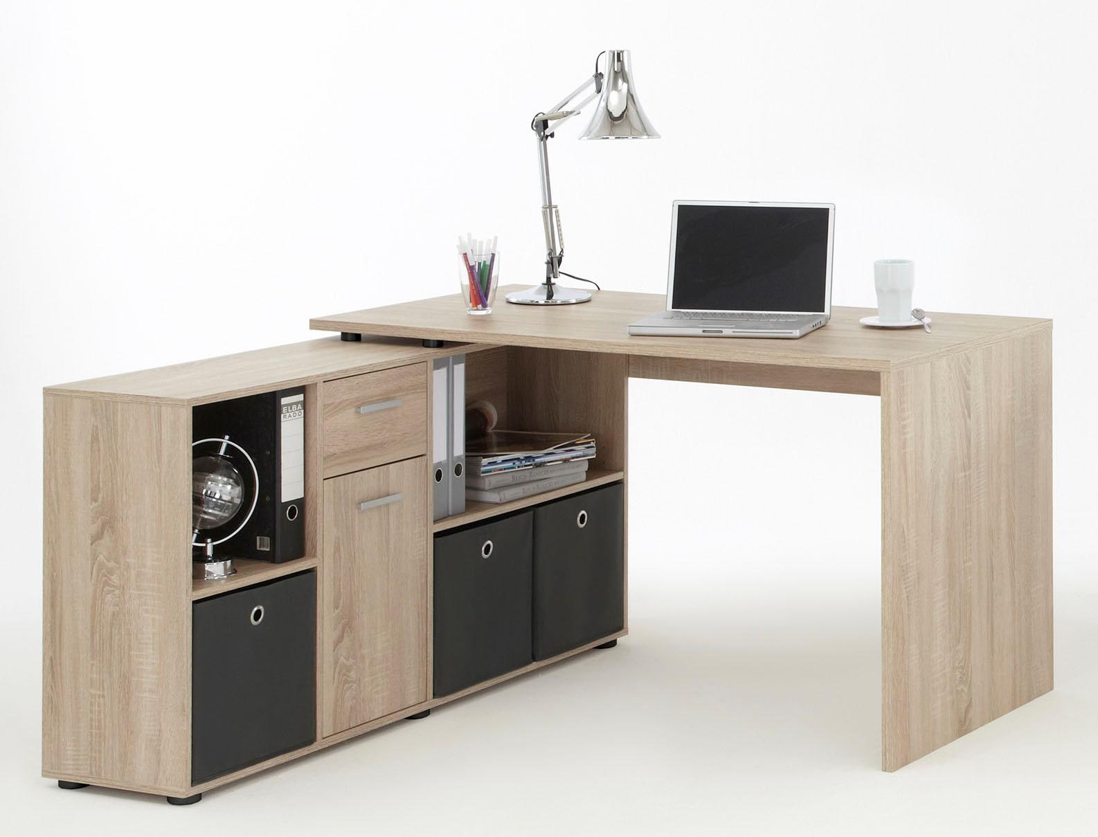 FMD Eckschreibtisch »Lex, Schreibtisch / Sideboard,«, variabel montierbar, Breite 136 / 205 cm, Made in Germany