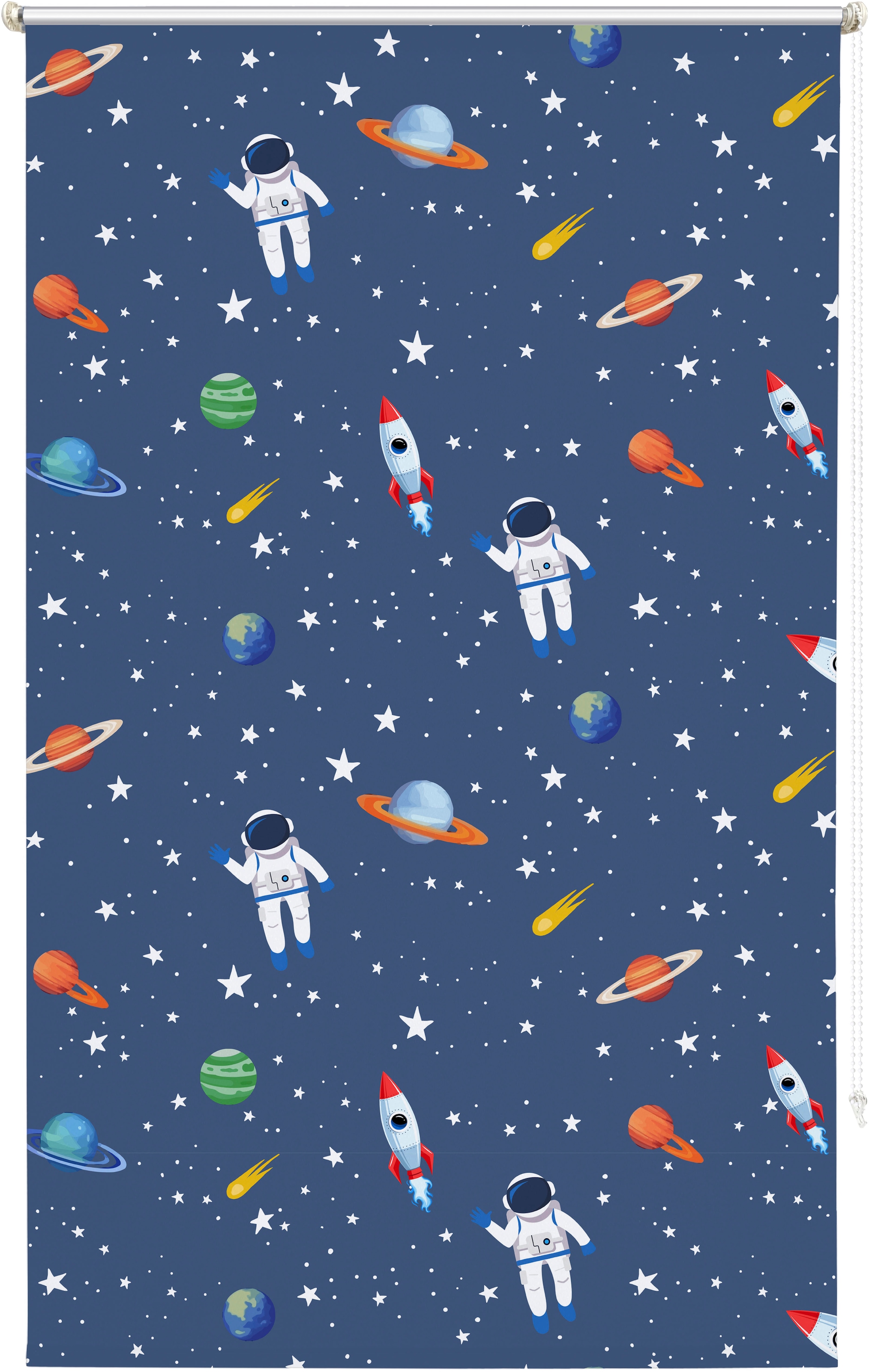 Lüttenhütt Rollo »ASTRONAUT«, verdunkelnd, Blendschutz-Sichtschutz-Verdunkelung, ohne Bohren, freihängend, Fixmaß, Klemmfix, Astronaut, Kinderrollo -NEUHEIT!