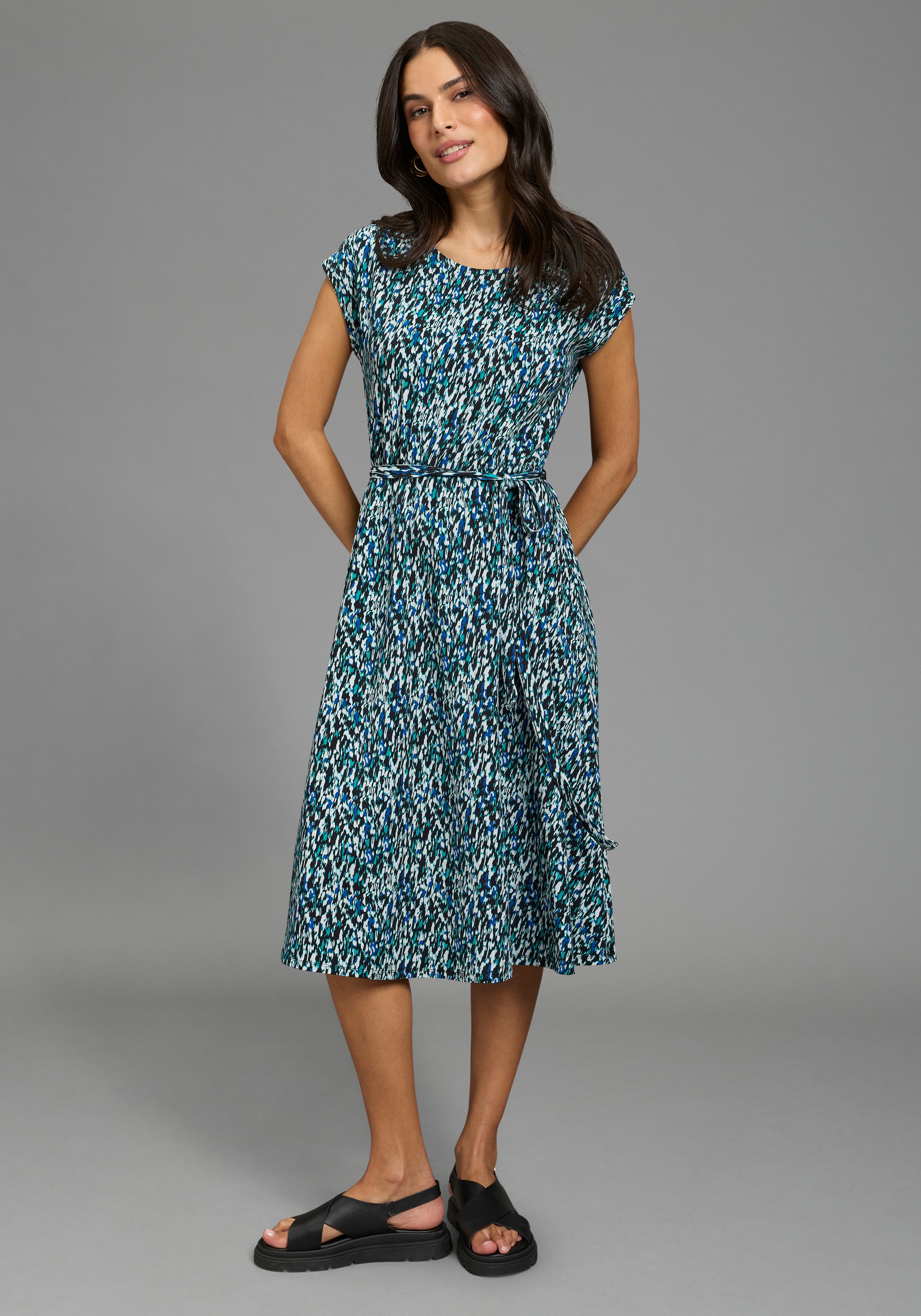 Laura Scott Jerseykleid Midi-Länge, aus Jersey-Material, gemustert