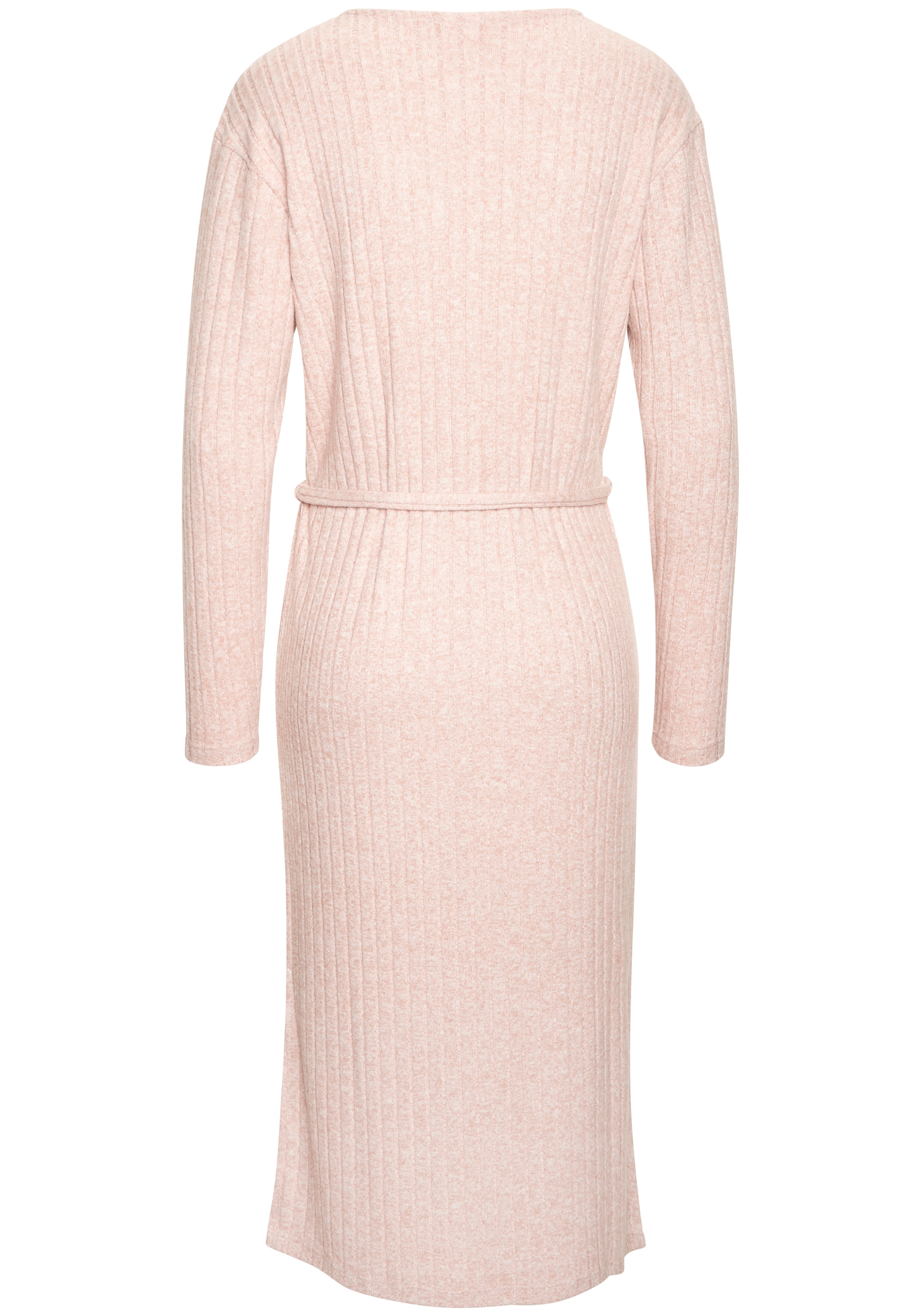 LASCANA Strickkleid Lounge-/ Rippkleid mit weiten Ärmeln und Taillenband, Loungewear