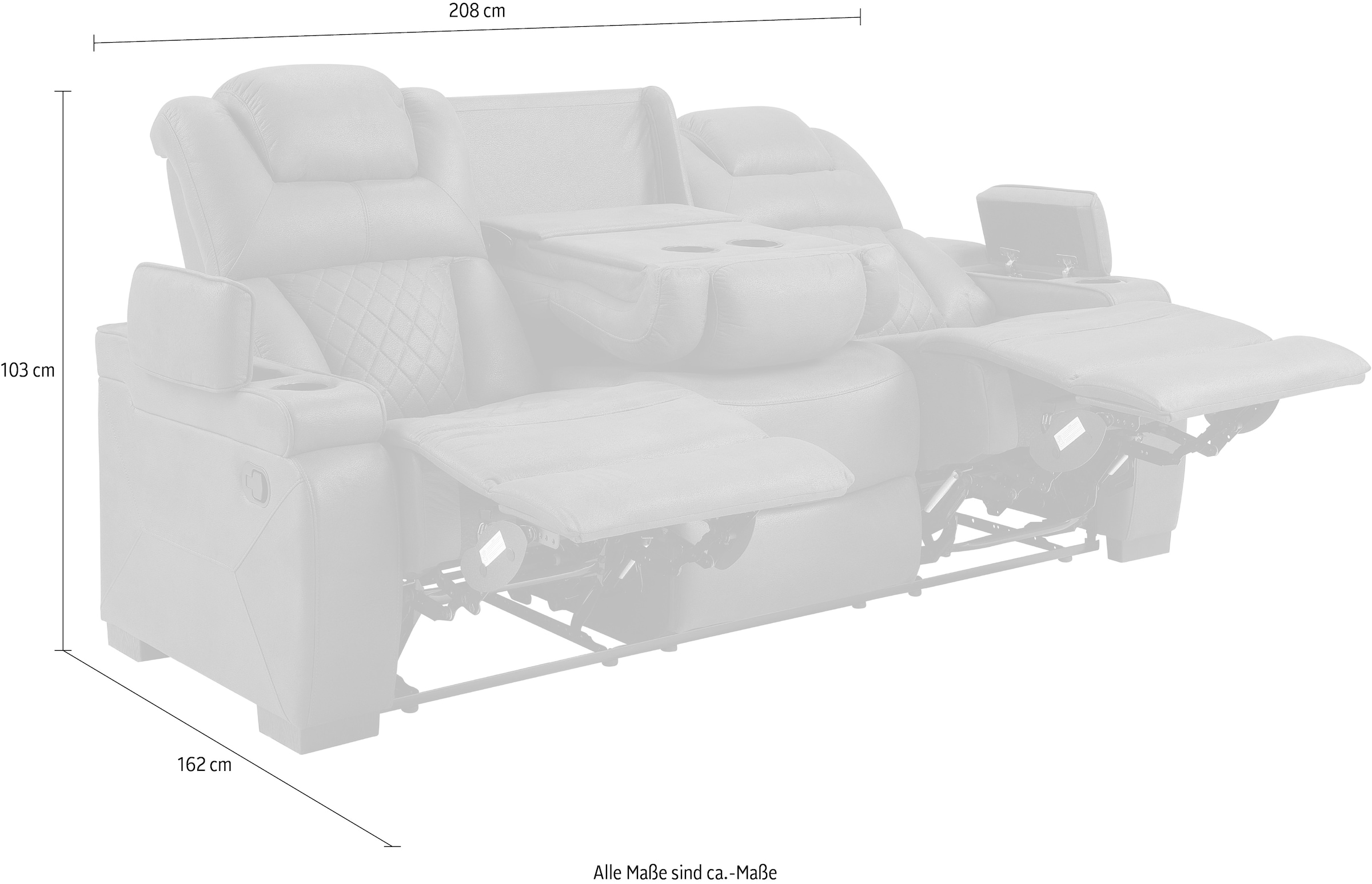 ATLANTIC home collection 3-Sitzer »Faris« Zwei Relaxfunktionen, klappbare Konsole mit Getränkehalter