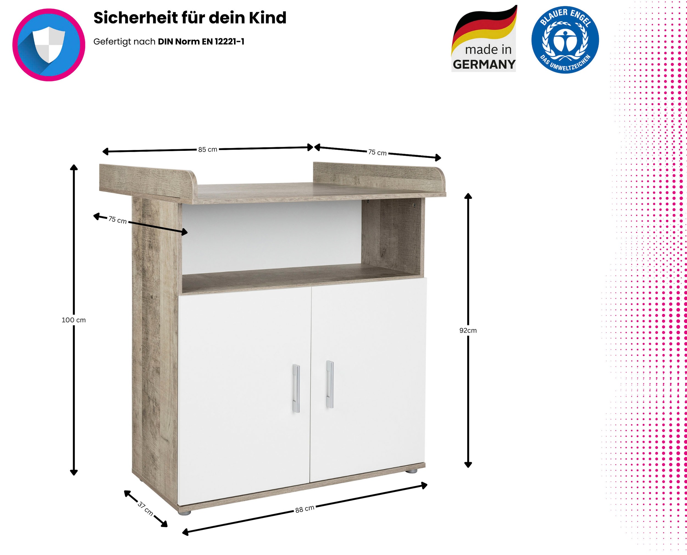 Home affaire Babyzimmer-Komplettset »Henning« Set, inkl. Lattenrost, 5 Stk. tlg. Kleiderschrank, Kinderbett, Wickelkommode, Seiten und Wickelkomm-Regal