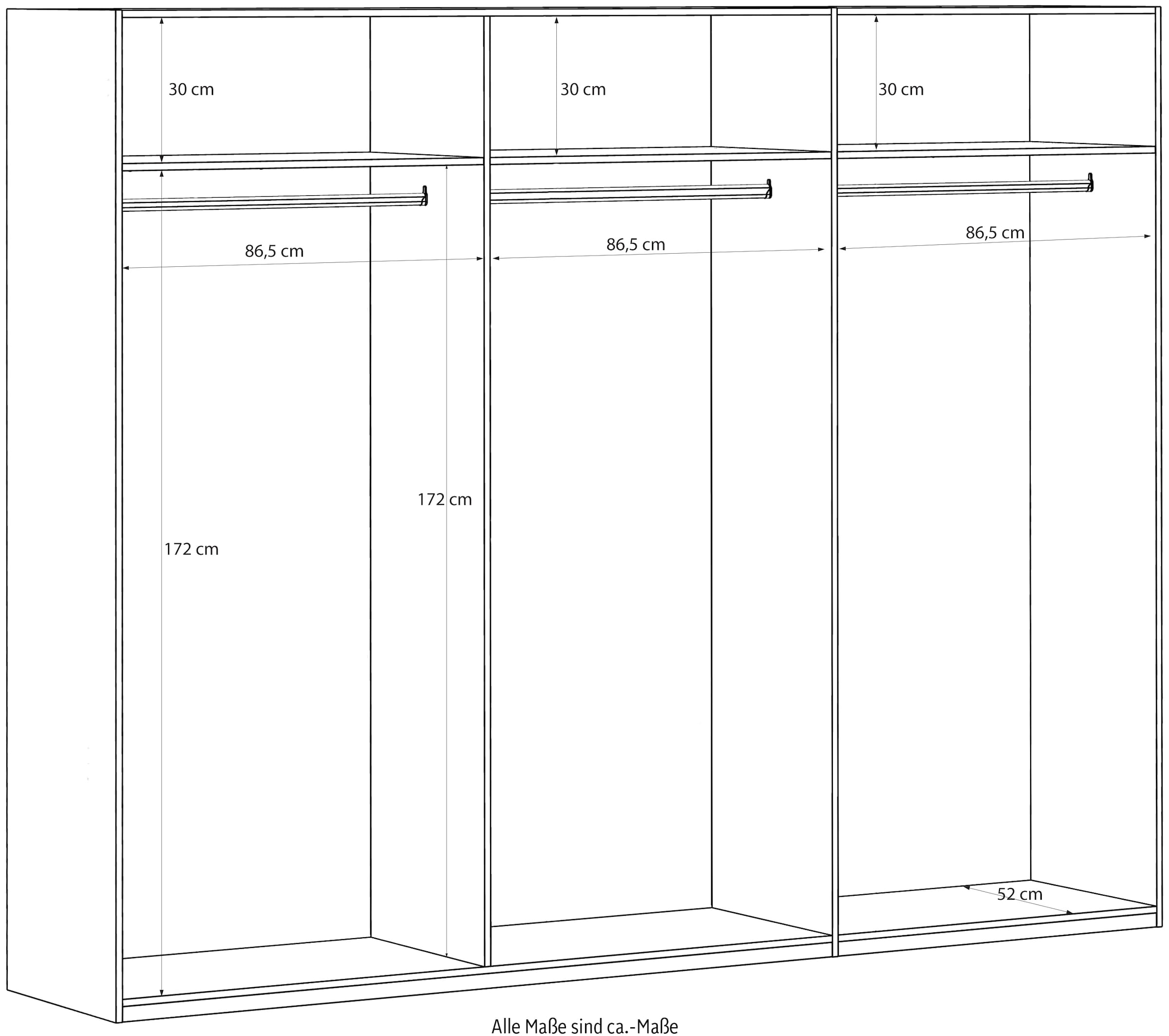 FORTE Drehtürenschrank, Höhe 2,10 mtr., stehende Montage, Grifflos