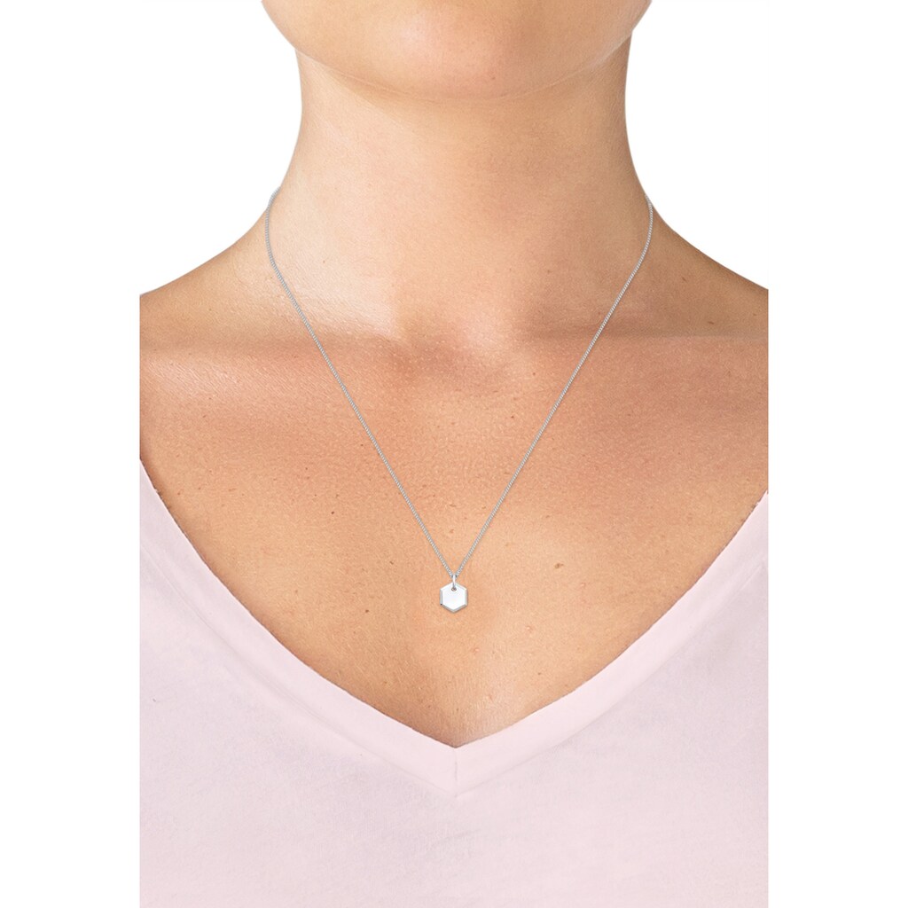 Elli Kette mit Anhänger »Panzerkette Plättchen Hexagon Basic 925 Silber«