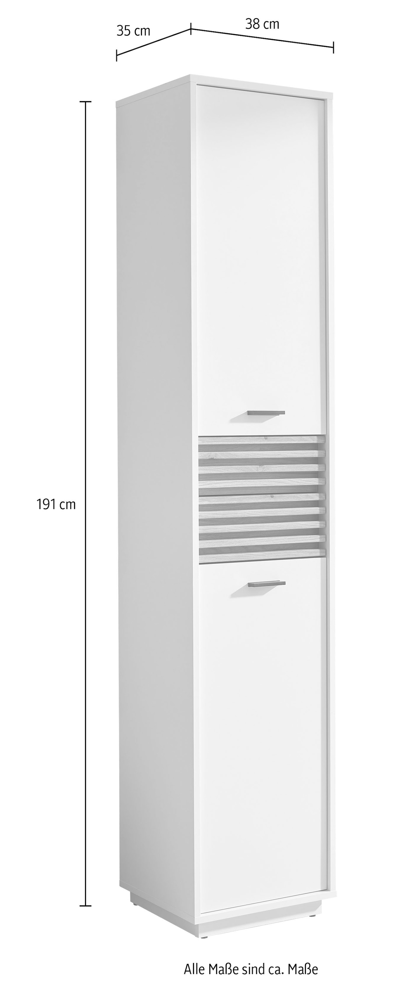 BASIC by Balculina Hochschrank »Liguria B/H/T 38x191x35 cm« 1 Stk. tlg. Breite 38cm, Unterflurauszug, FSC-Mix 70%