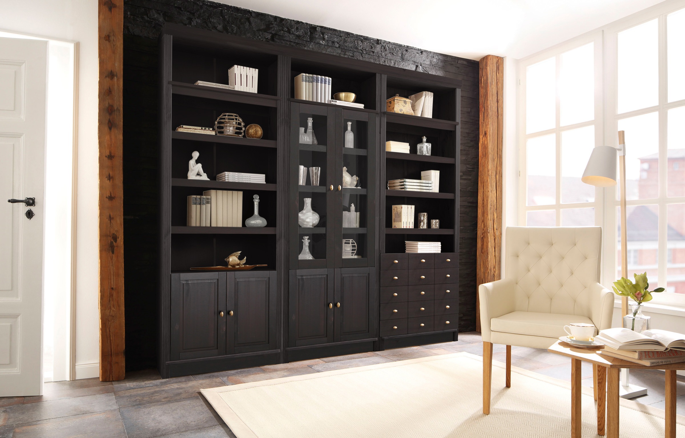 Home affaire Bücherregal »Soeren Vitrine mit 2 Glastüren, Breite/Tiefe: 80/ günstig online kaufen